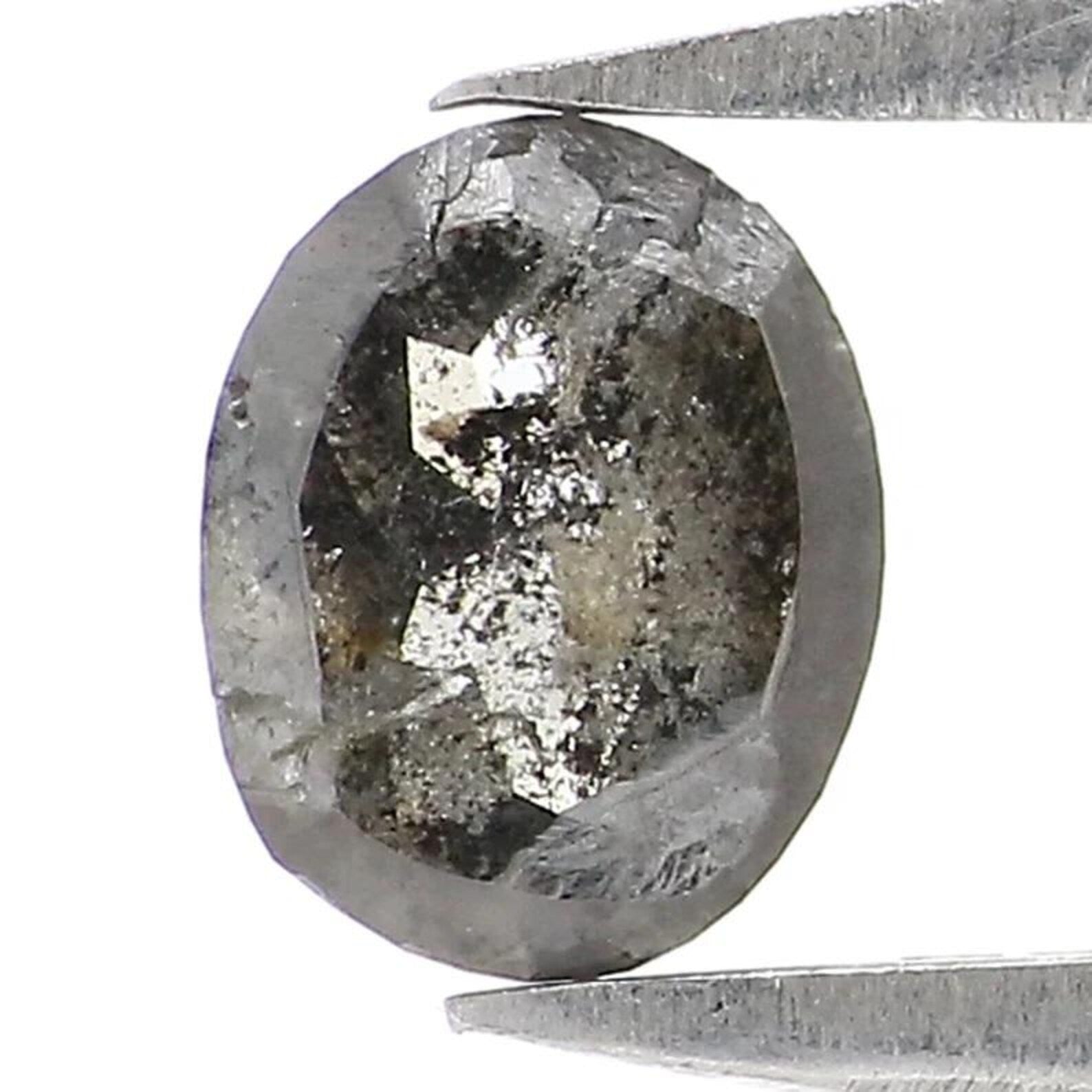0.54 CT Natural Loose Oval Shape Diamond Salt And Pepper Oval Diamond 5.50 MM Natural Loose Black Grey Color Oval Rose Cut Diamond NQ9241
