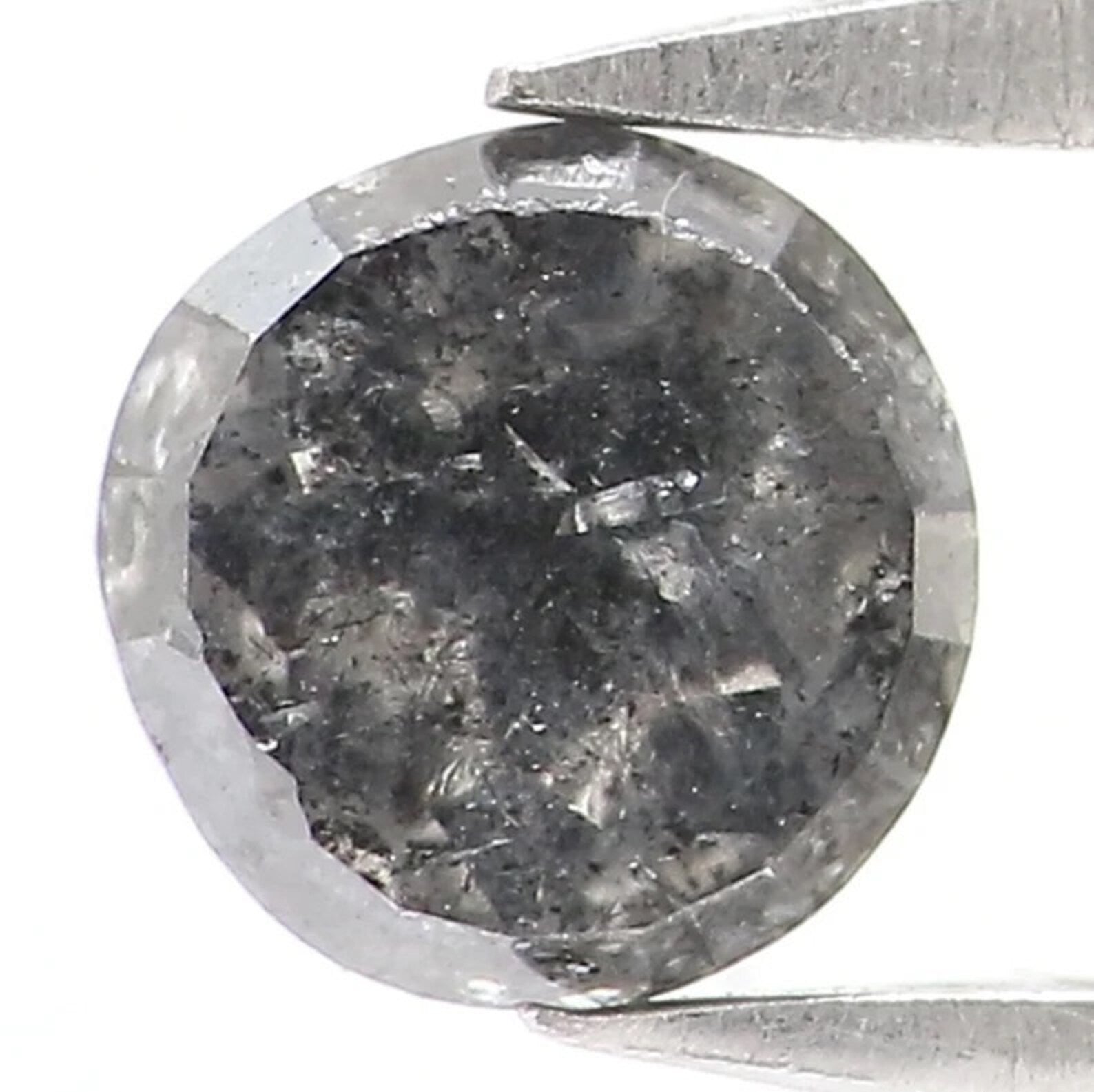 0.53 CT Natural Loose Round Shape Diamond Salt And Pepper Round Cut Diamond 4.85 MM Natural Black Grey Color Round Rose Cut Diamond NQ2308