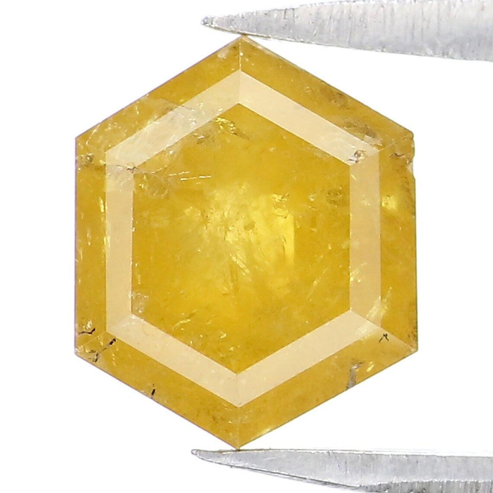 1.53 CT Natural Loose Hexagon Shape Diamond Yellow Color Hexagon Diamond 7.50 MM Natural Loose Yellow Color Hexagon Rose Cut Diamond NQ1919