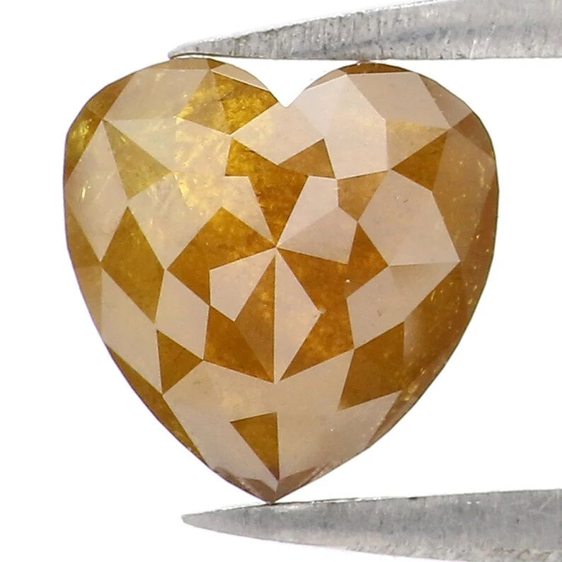 1.27 CT Natural Loose Heart Shape Diamond Yellow Color Heart Cut Diamond 6.90 MM Natural Loose Diamond Heart Shape Rose Cut Diamond NQ2245