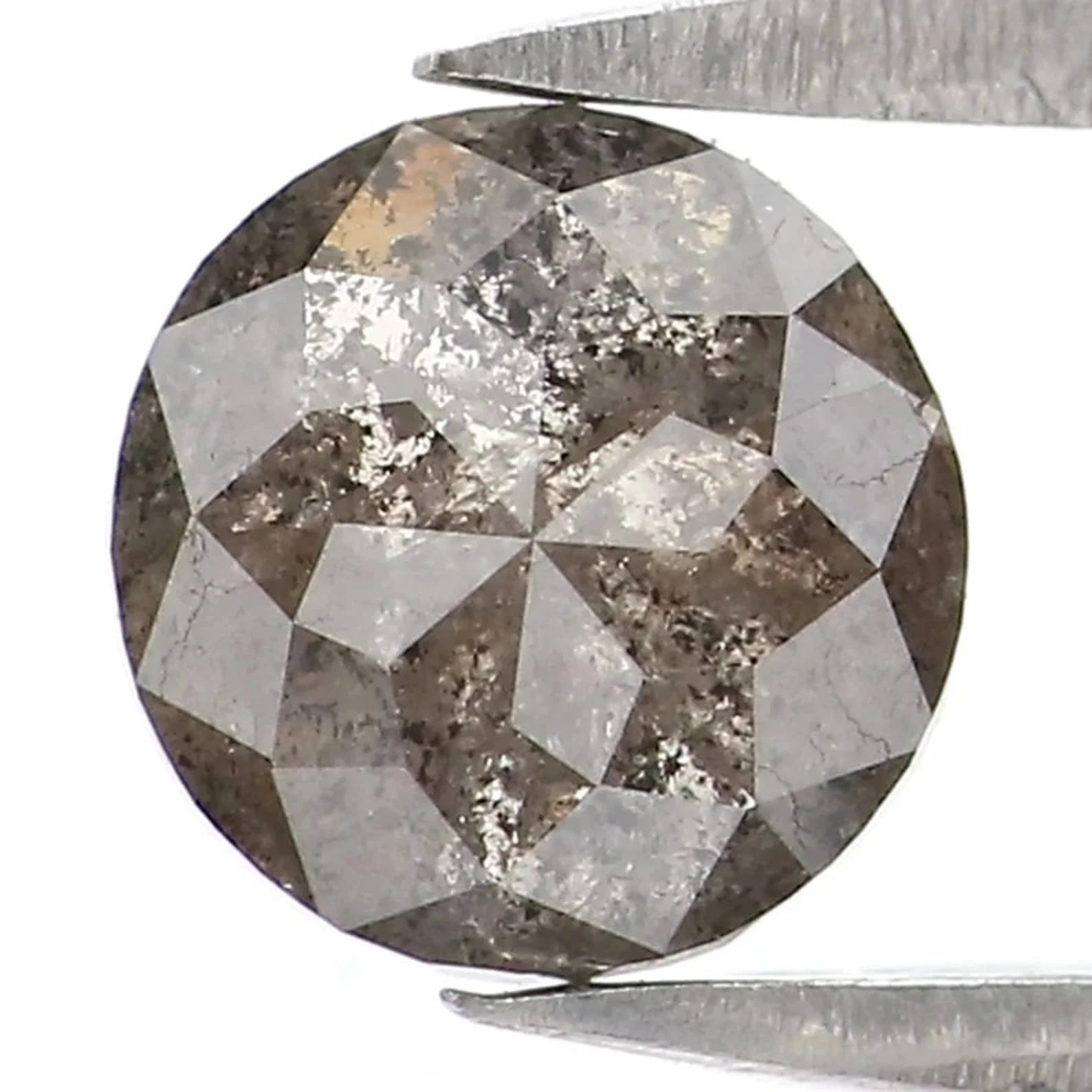 0.79 Ct Natural Loose Round Shape Diamond Salt And Pepper Round Cut Diamond 5.85 MM Natural Black Grey Color Round Rose Cut Diamond NQ2260