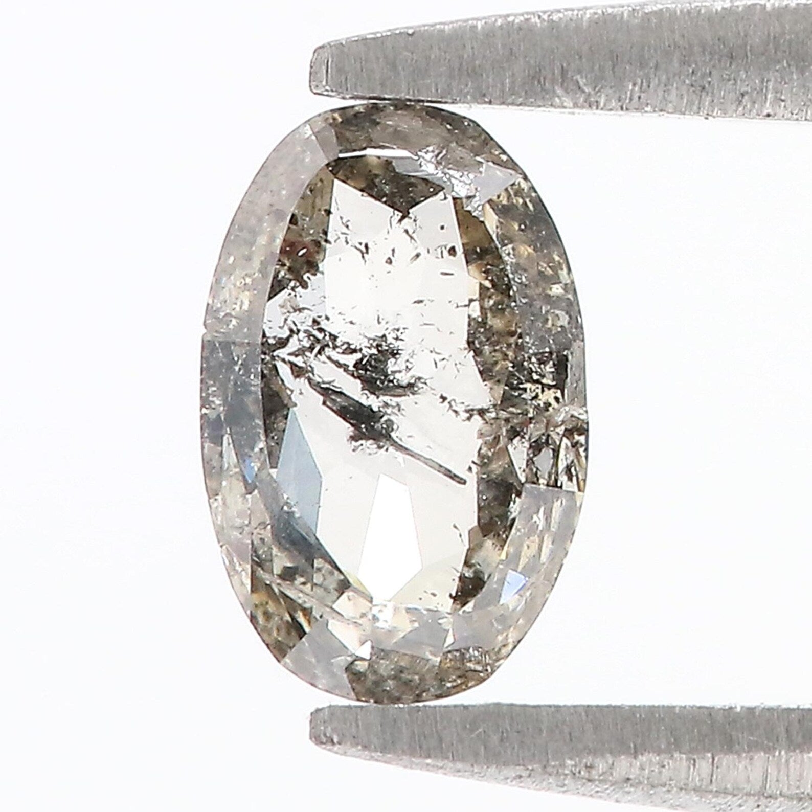 0.56 CT Natural Loose Oval Shape Diamond Salt And Pepper Oval Cut Diamond 6.55 MM Natural Loose Diamond Oval Shape Rose Cut Diamond QN578