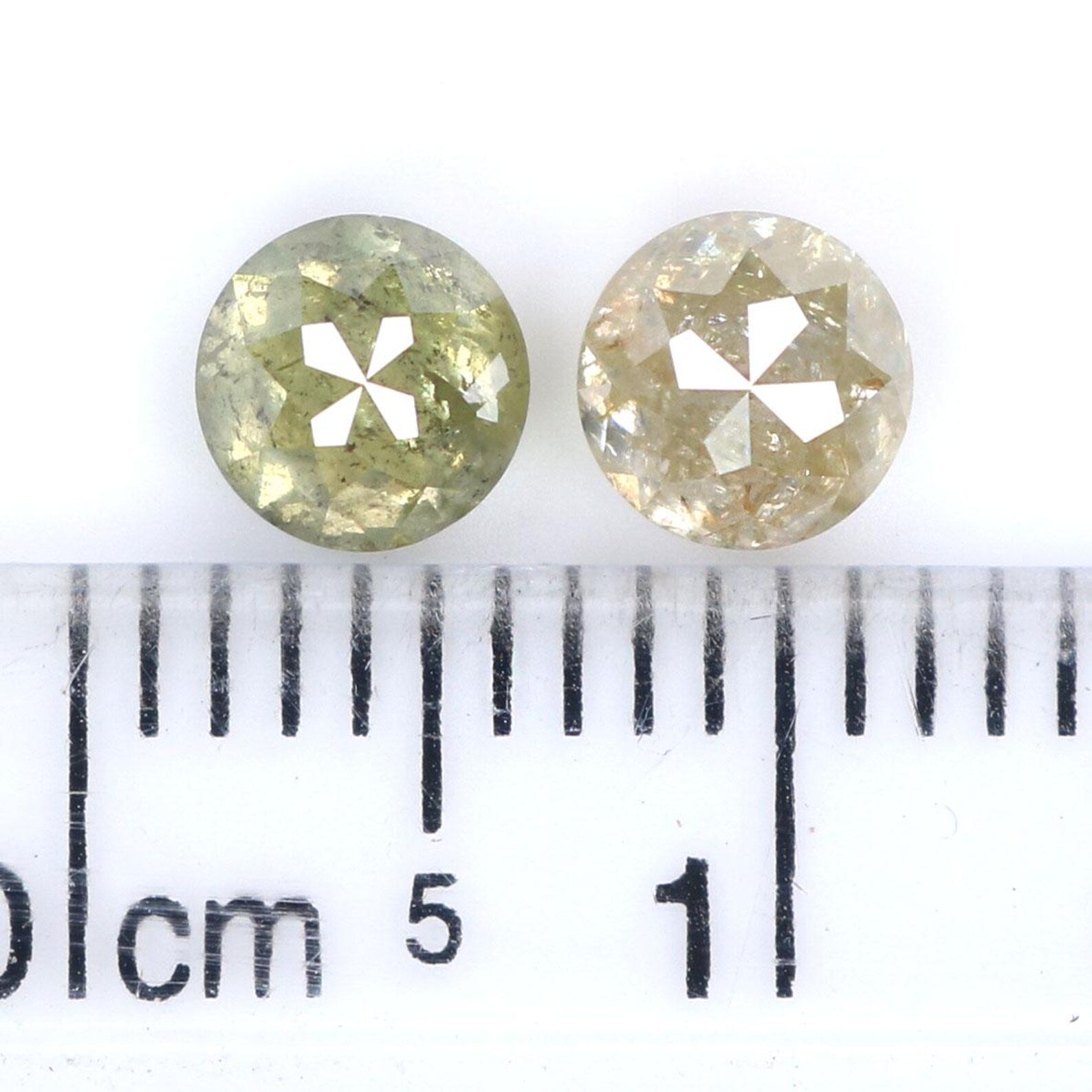 1.26 CT Natural Loose Round Cut Pair Diamond Grey Color Round Shape Diamond 4.75 MM Natural Loose Green Color Round Rose Cut Diamond NQ1965