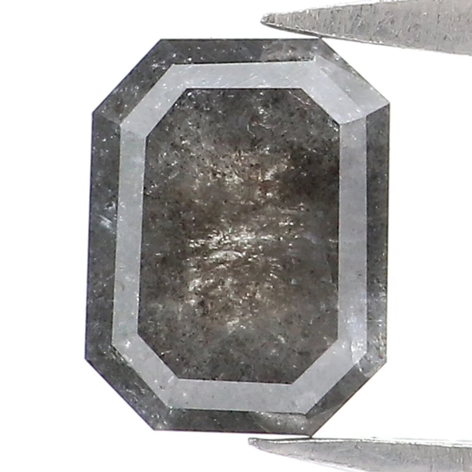 0.74 CT Natural Loose Emerald Shape Diamond Salt Pepper Emerald Cut Diamond 6.05 MM Natural Black Grey Color Emerald Rose Cut Diamond NQ2016