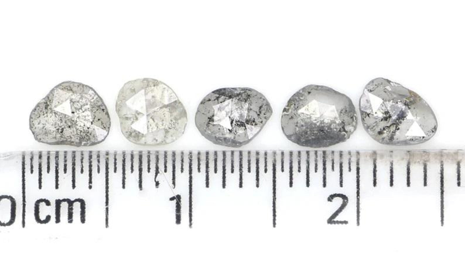 0.82 CT Natural Loose Slice Shape Diamond Salt And Pepper Slice Cut Diamond 4.60 MM Natural Black Grey Color Slice Rose Cut Diamond NQ2145