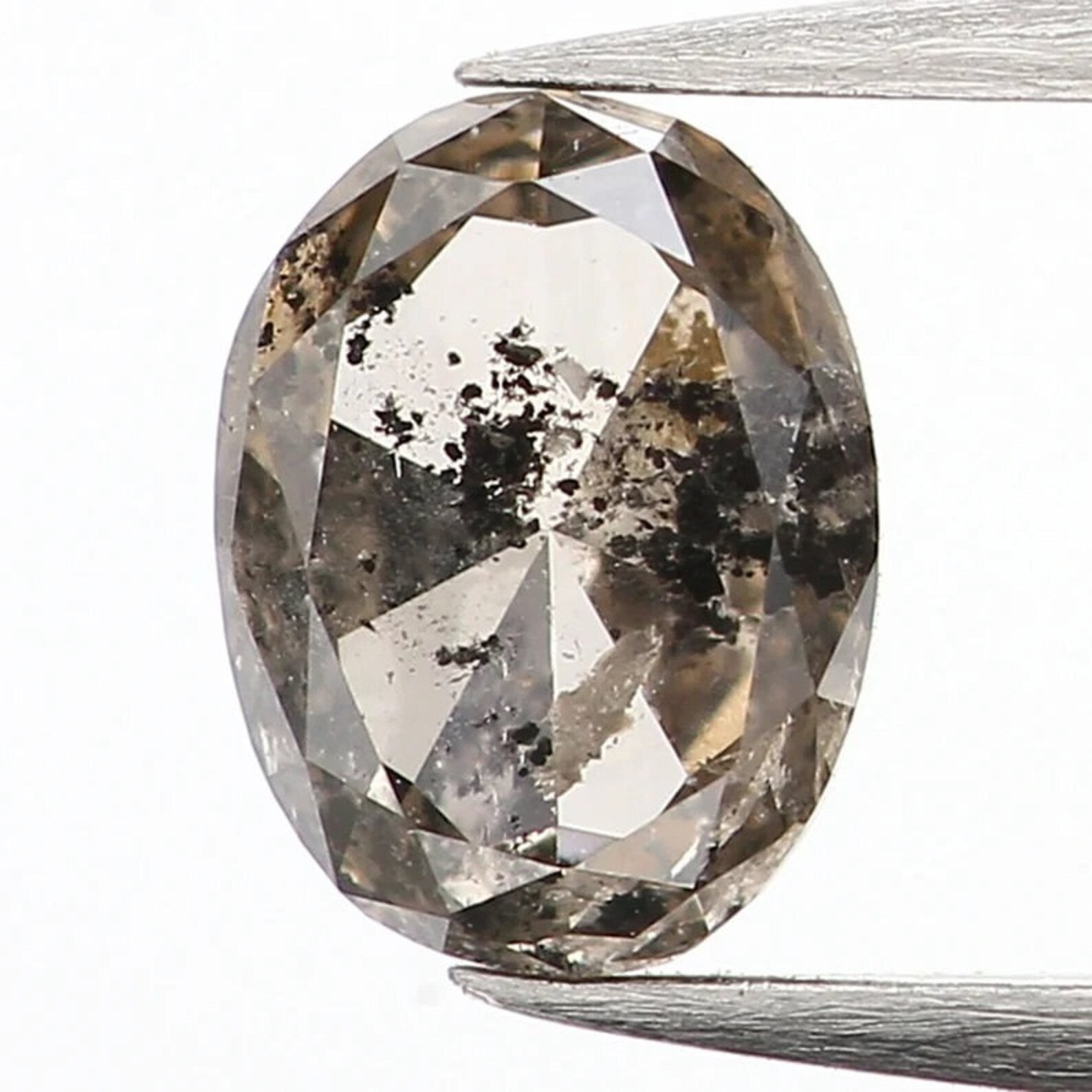 0.35 CT Natural Loose Oval Shape Diamond Salt and Pepper Oval Shape Diamond 4.85 MM Natural Black Grey Color Oval Rose Cut Diamond NQ1200