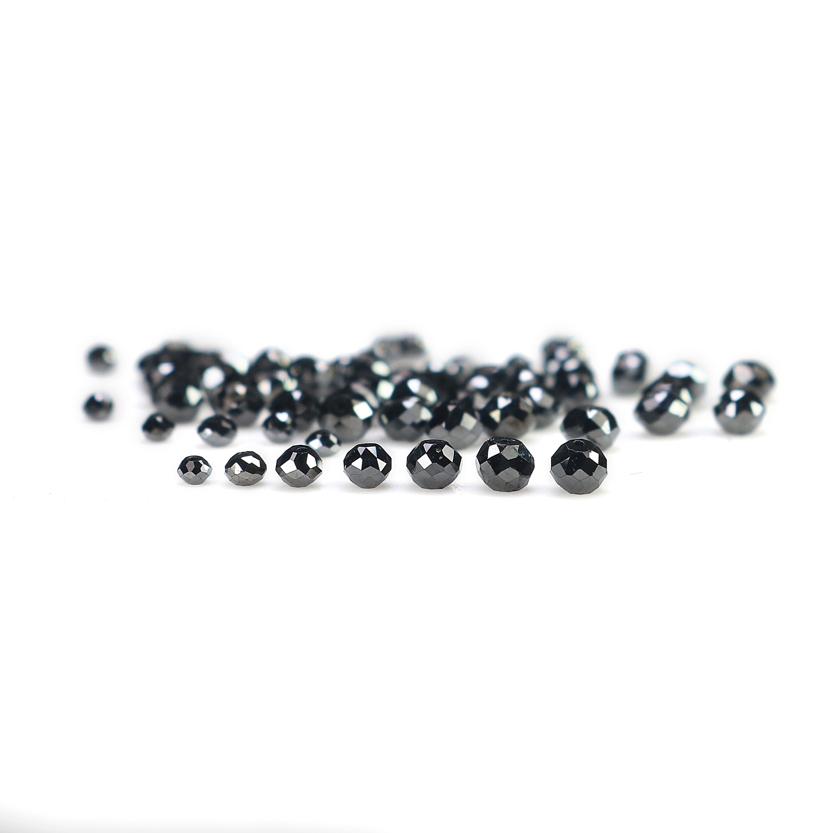 Natural Loose Bead Shape Diamond 1.50 to 3.10 MM Natural Black Color Bead Diamond 20 PCS Lot Round Bead Cut Diamond Q157