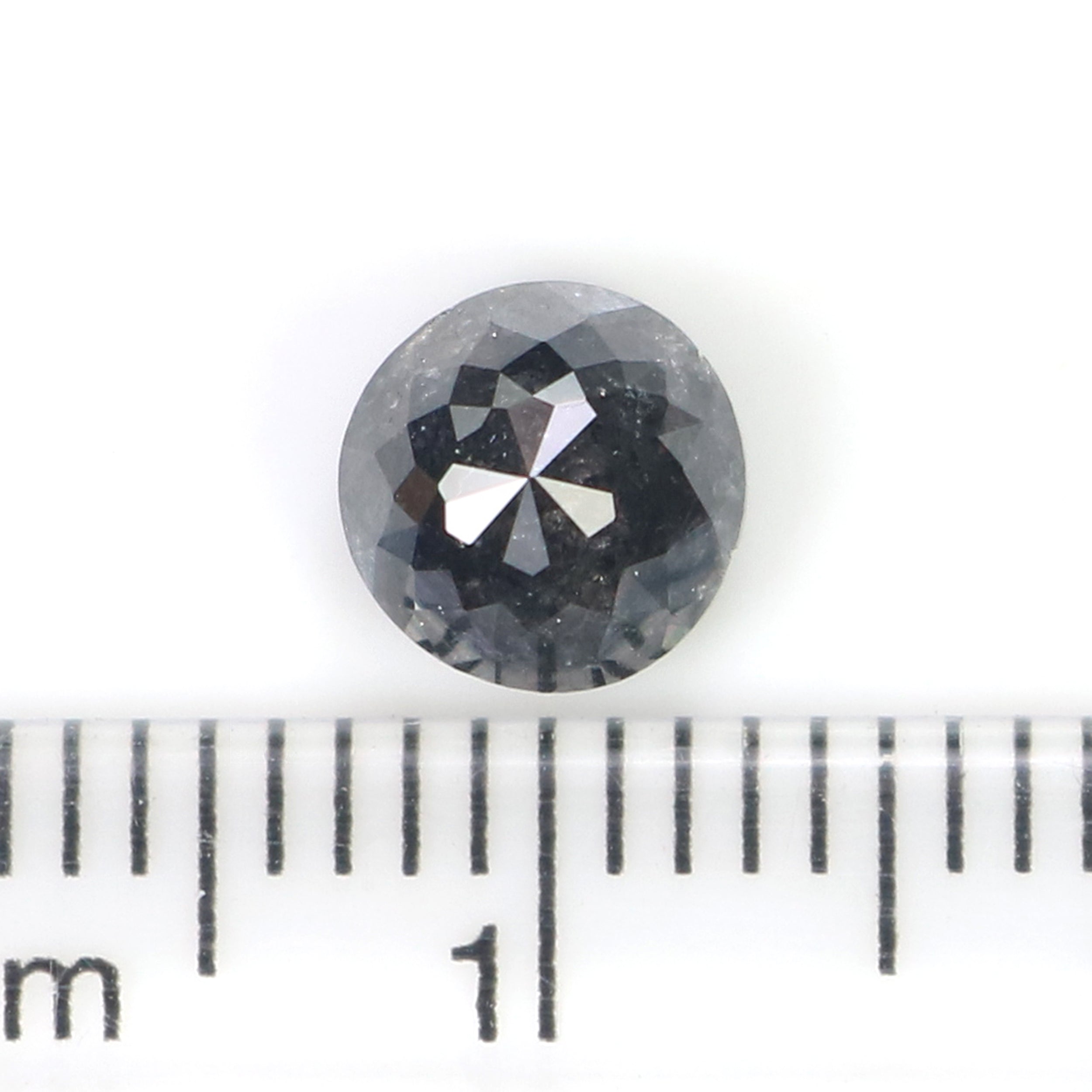 Natural Round Salt and Pepper Diamond 1.18 CT Loose Rose Cut Black Grey Stone 6.03 MM Rustic Diamond For Custom Engagement Ring L3687