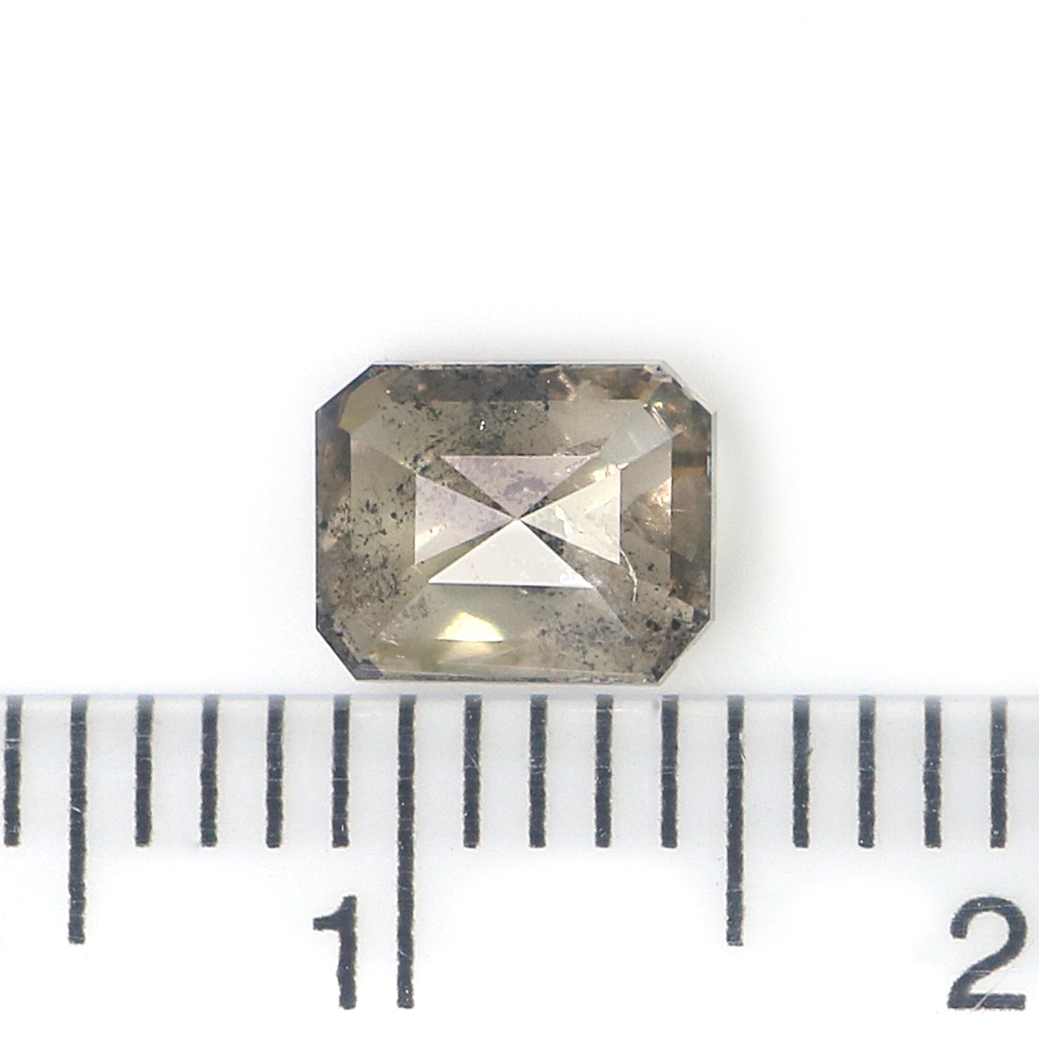 0.86 CT Natural Loose Emerald Shape Diamond Salt And Pepper Emerald Shape Diamond 6.10 MM Black Grey Color Emerald Rose Cut Diamond QL9563