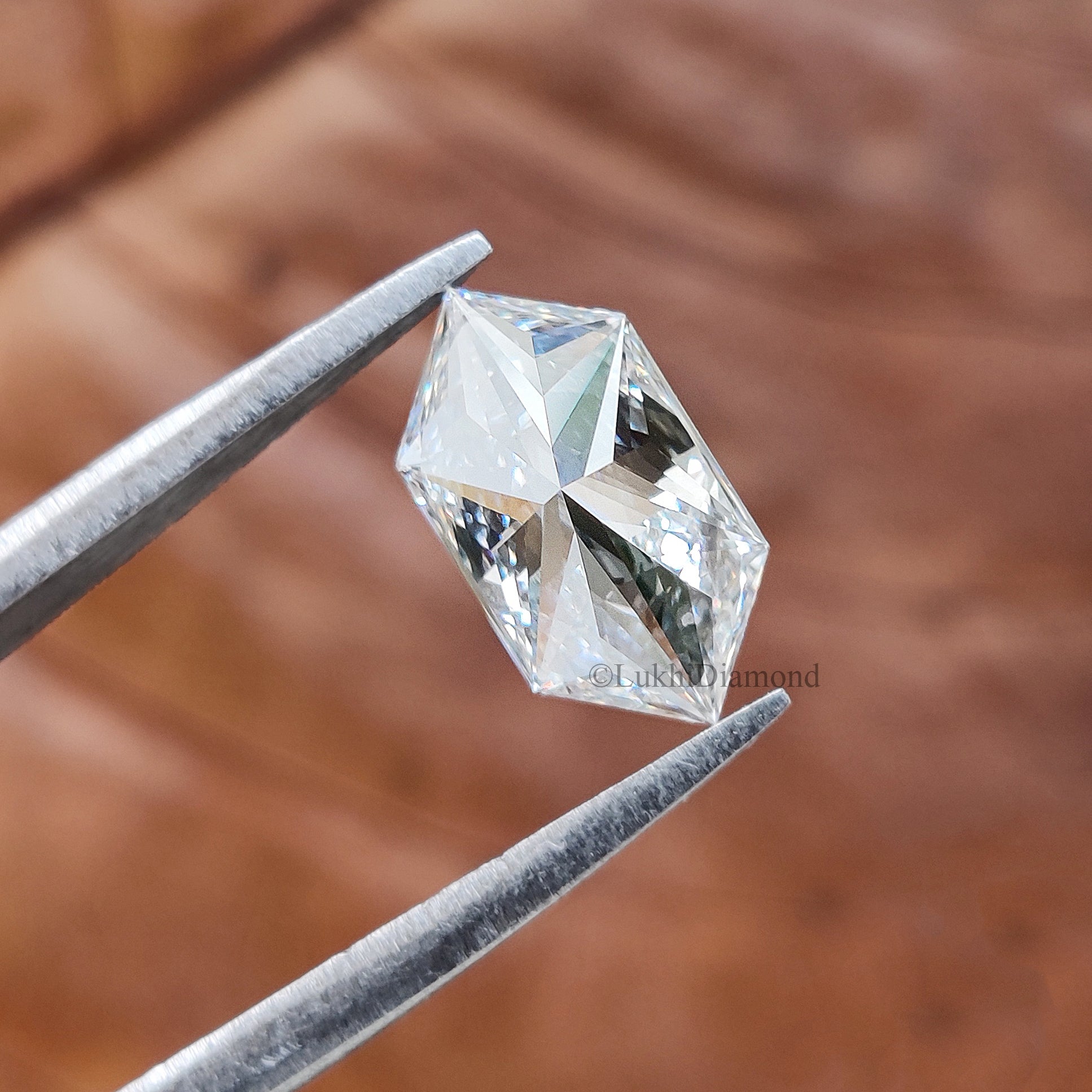 Lab Grown Hexagonal Cut Diamond, Modified Brilliant Cut Loose CVD Diamond, White Colorless Stone for Antique Style Engagement Ring Q204