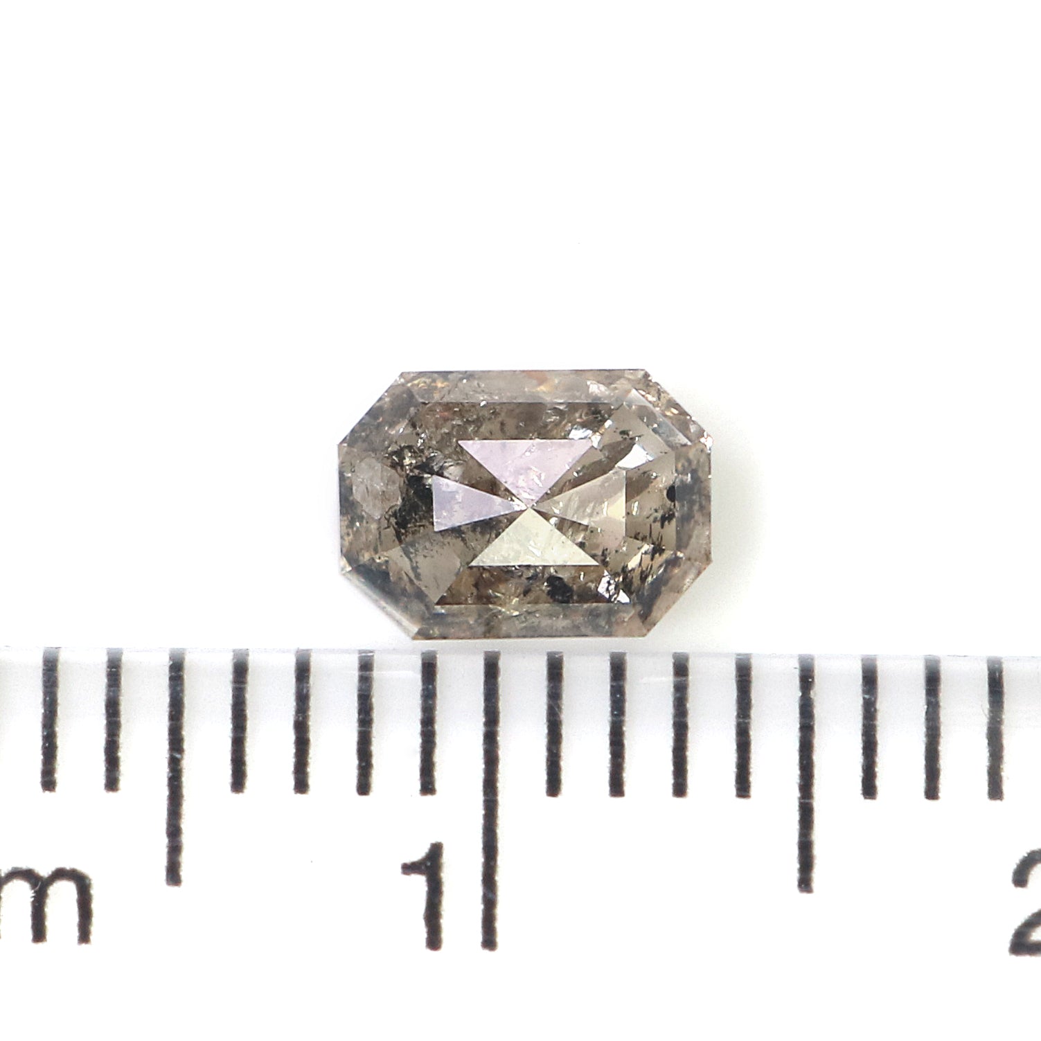 0.75 CT Natural Loose Emerald Shape Diamond Salt And Pepper Emerald Diamond 5.95 MM Black Grey Color Emerald Shape Rose Cut Diamond QL9987