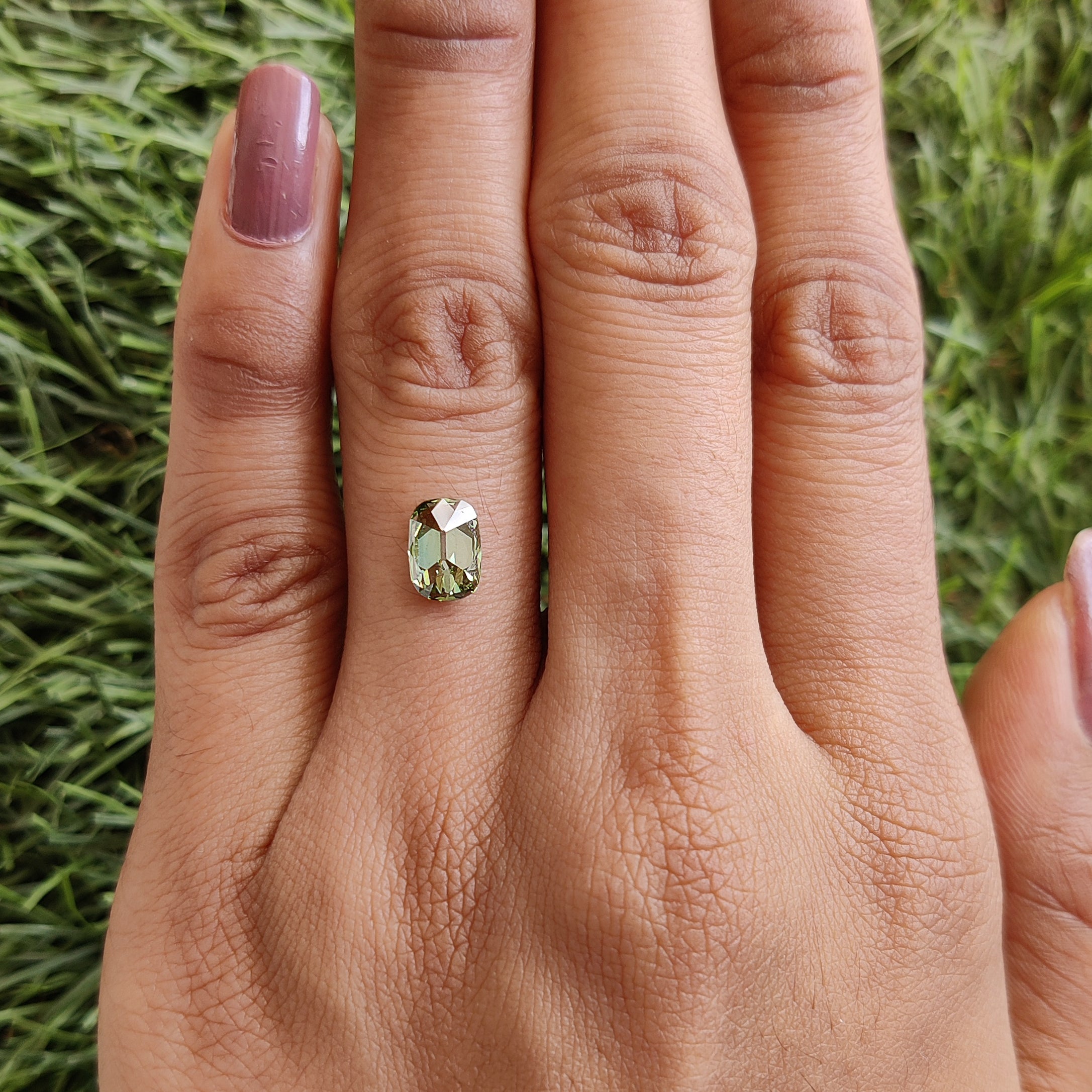 1.02 CT IGI Certified Cushion Old European Cut Diamond Fancy Vivid Green Color VS1 Clarity Lab Grown Diamond Lab Created Lab Diamond L3674