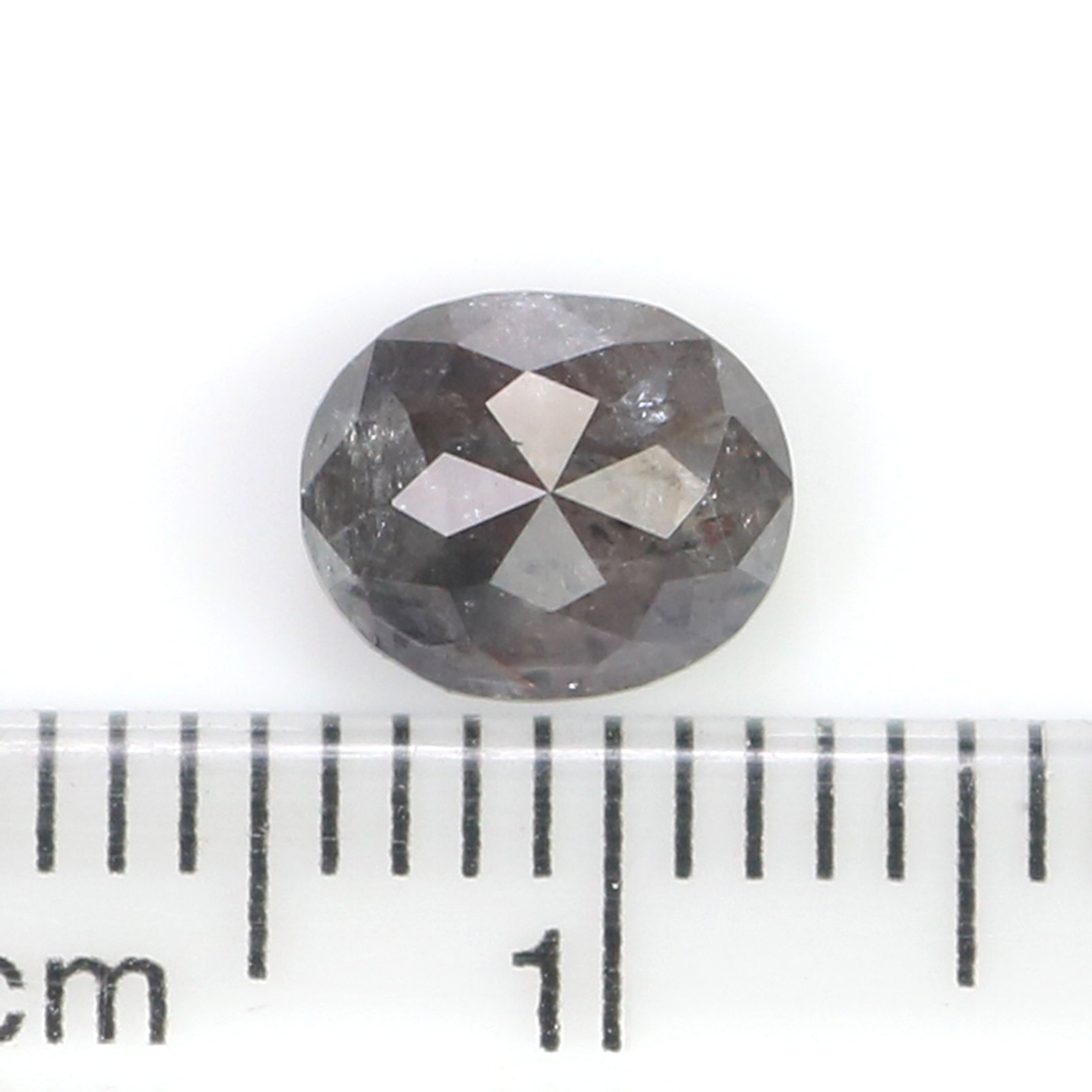 Natural Oval Salt and Pepper Diamond 1.06 CT Loose Rose Cut Black Grey Stone 6.99 MM Rustic Diamond For Custom Engagement Ring L3688