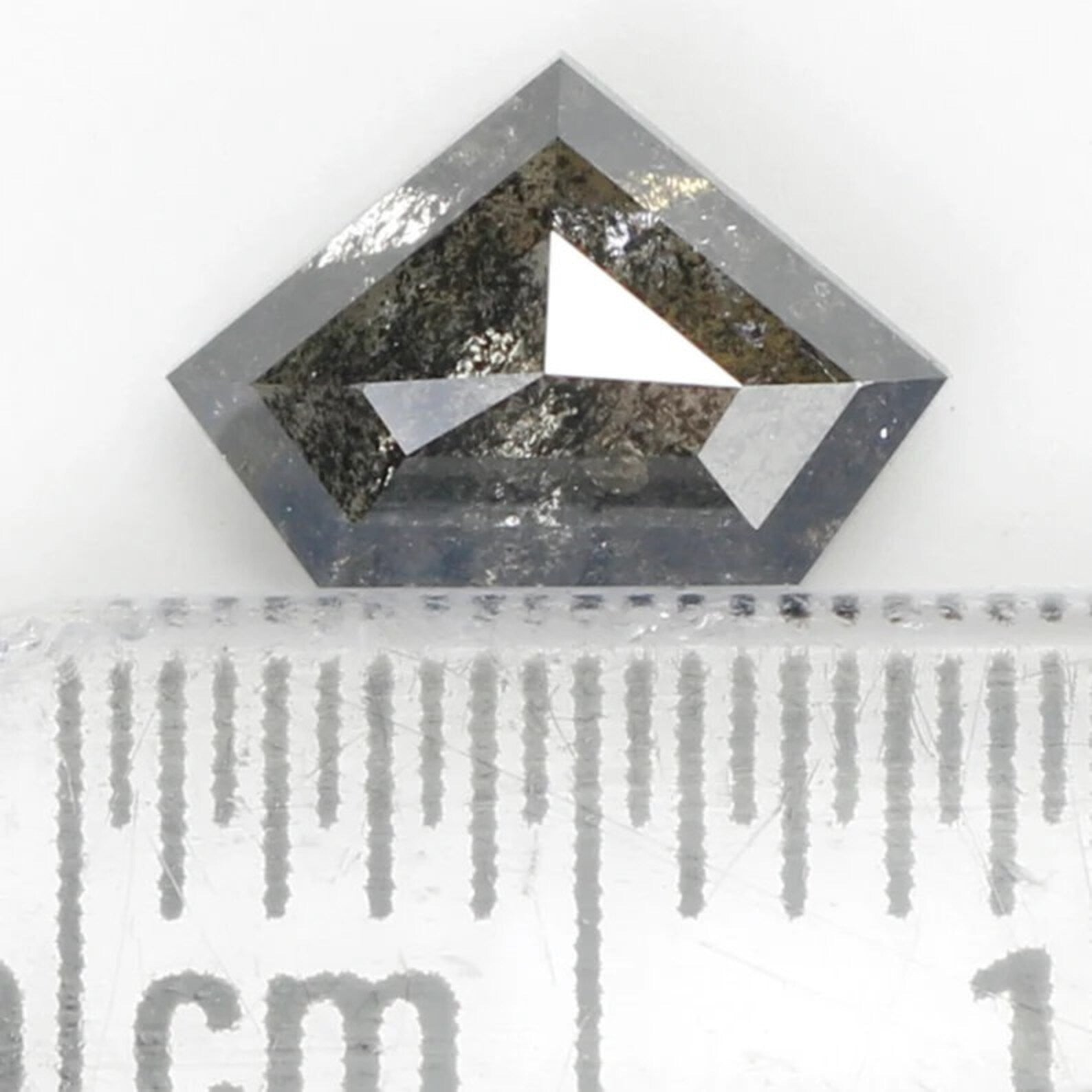 0.84 Ct Natural Loose Shield Cut Diamond Salt And Pepper Shield Diamond 5.20 MM Natural Loose Black Grey Color Shield Rose Cut Diamond QN943