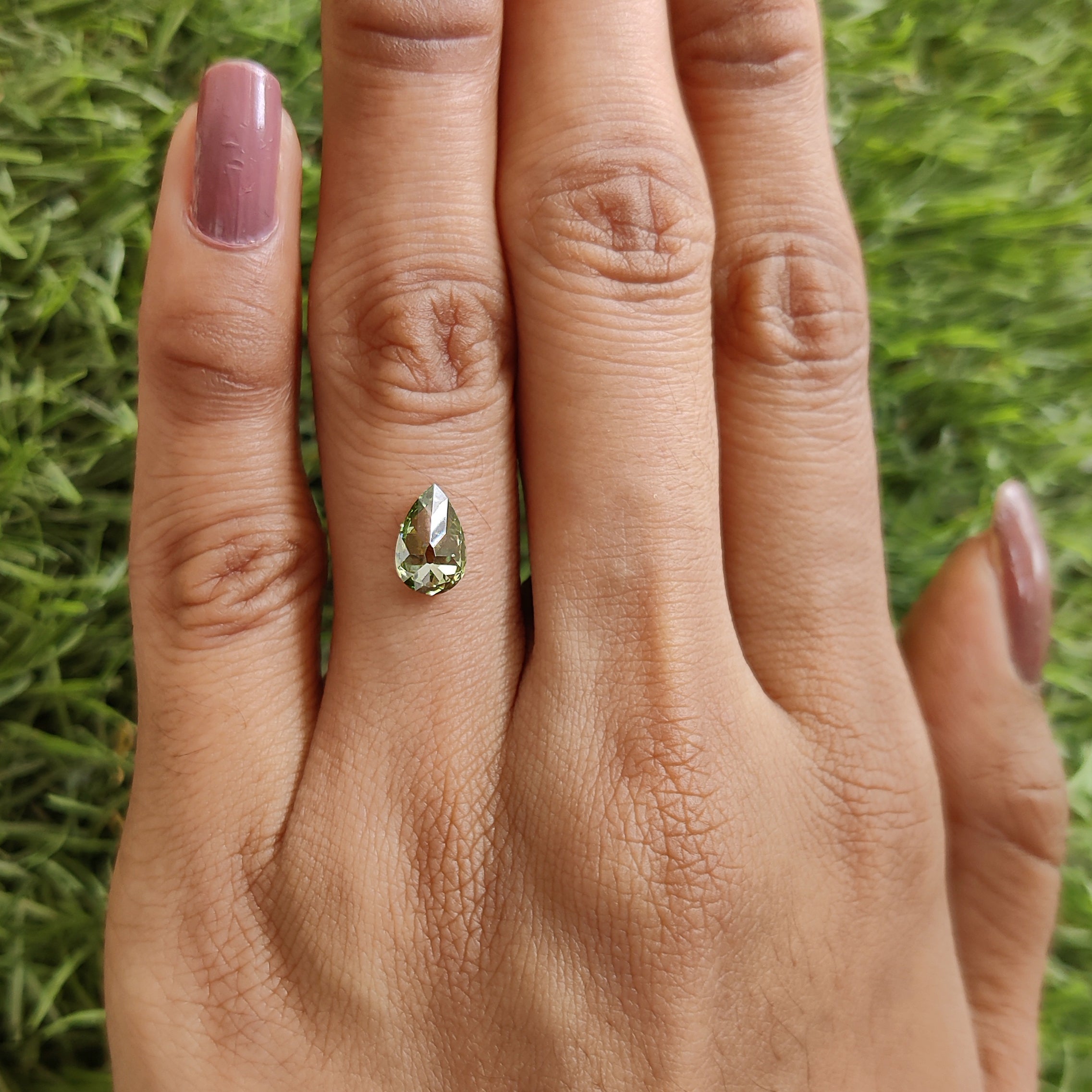 1.00 CT IGI Certified Pear Old European Cut Diamond Fancy Vivid Green Color VS1 Clarity Lab Grown Diamond Lab Created Lab Diamond L3676