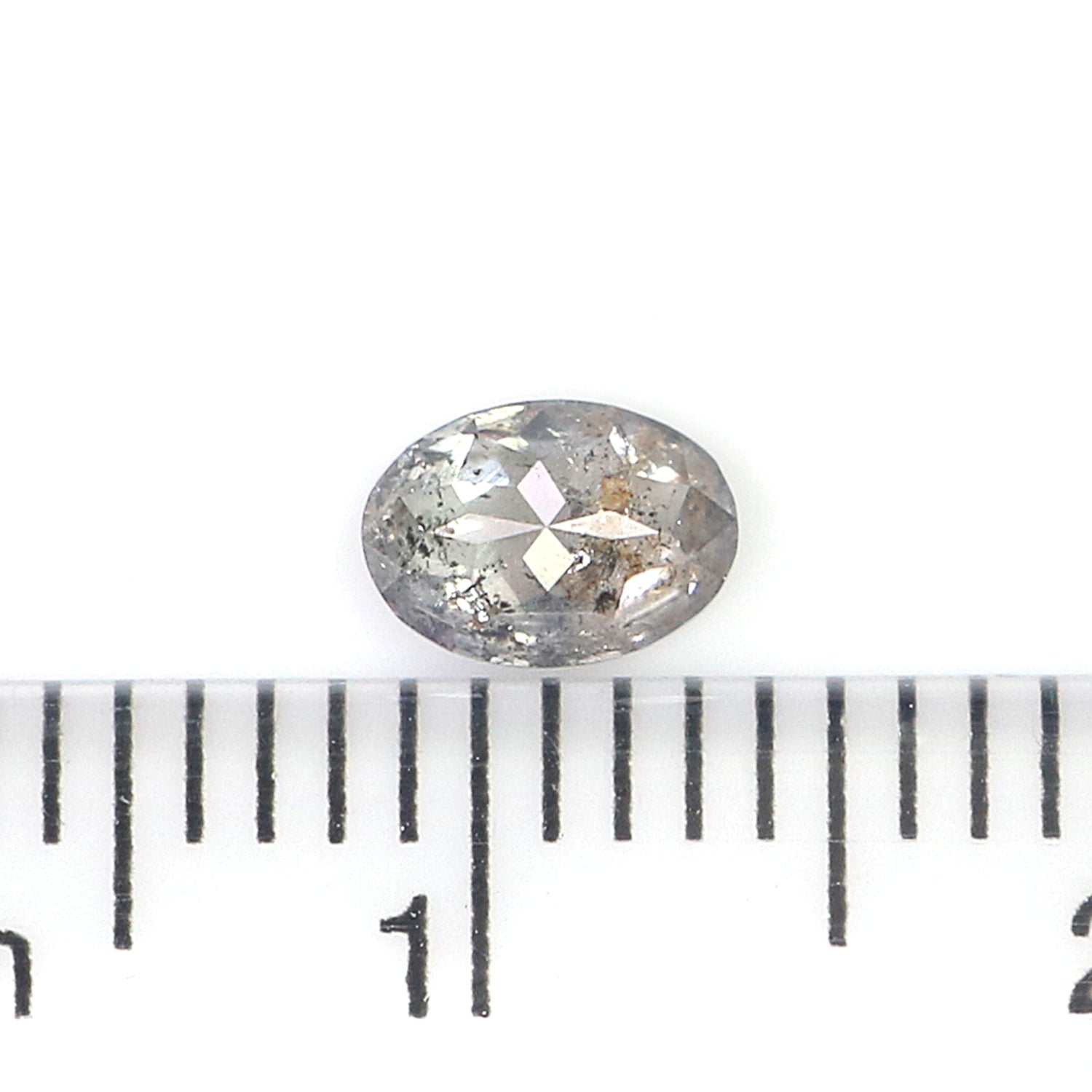 0.34 CT Natural Loose Oval Shape Diamond Salt And Pepper Oval Rose Cut Diamond 5.30 MM Black Grey Color Oval Shape Rose Cut Diamond KQ2281