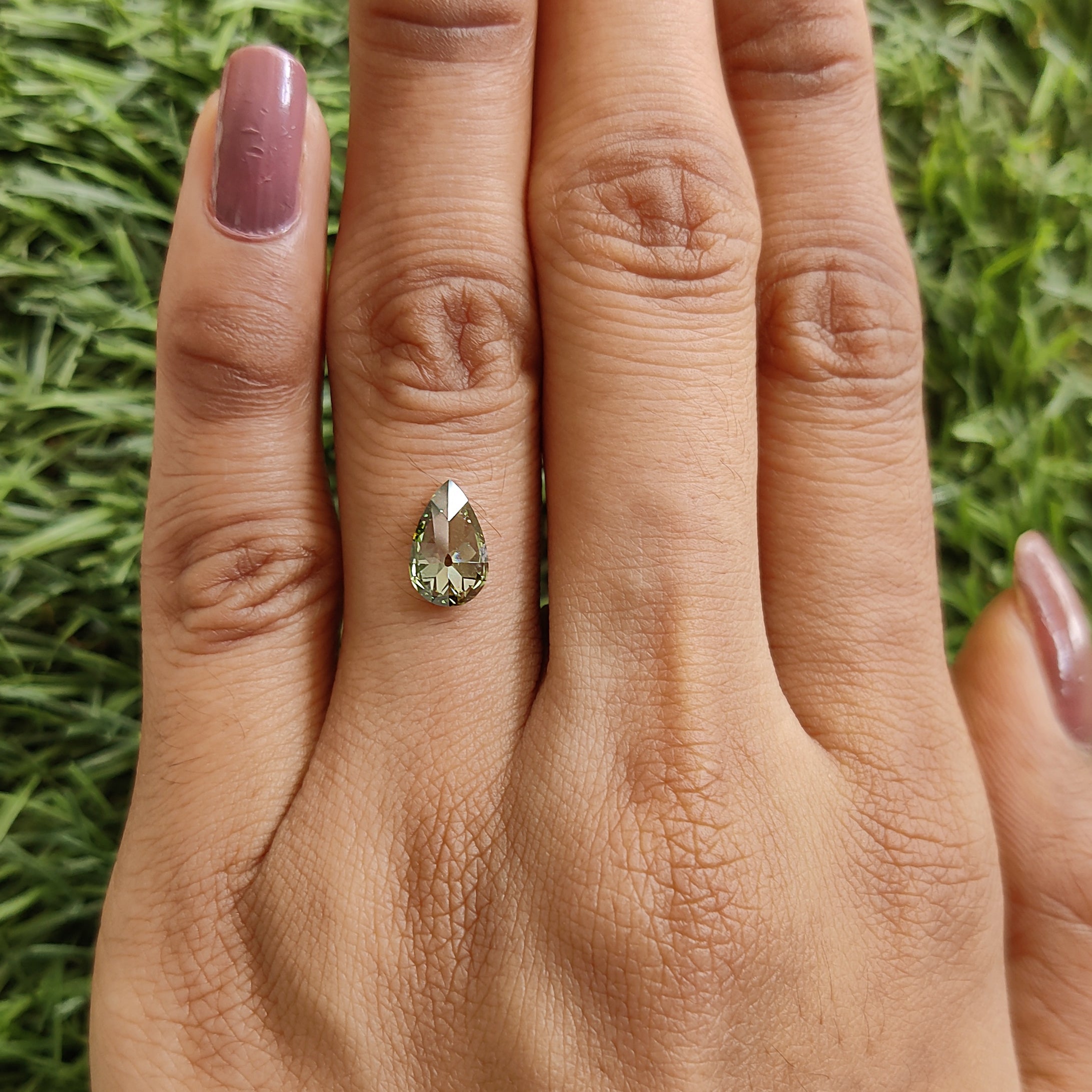 1.10 CT IGI Certified Pear Old European Cut Diamond Fancy Vivid Green Color VS2 Clarity Lab Grown Diamond Lab Created Lab Diamond L3675