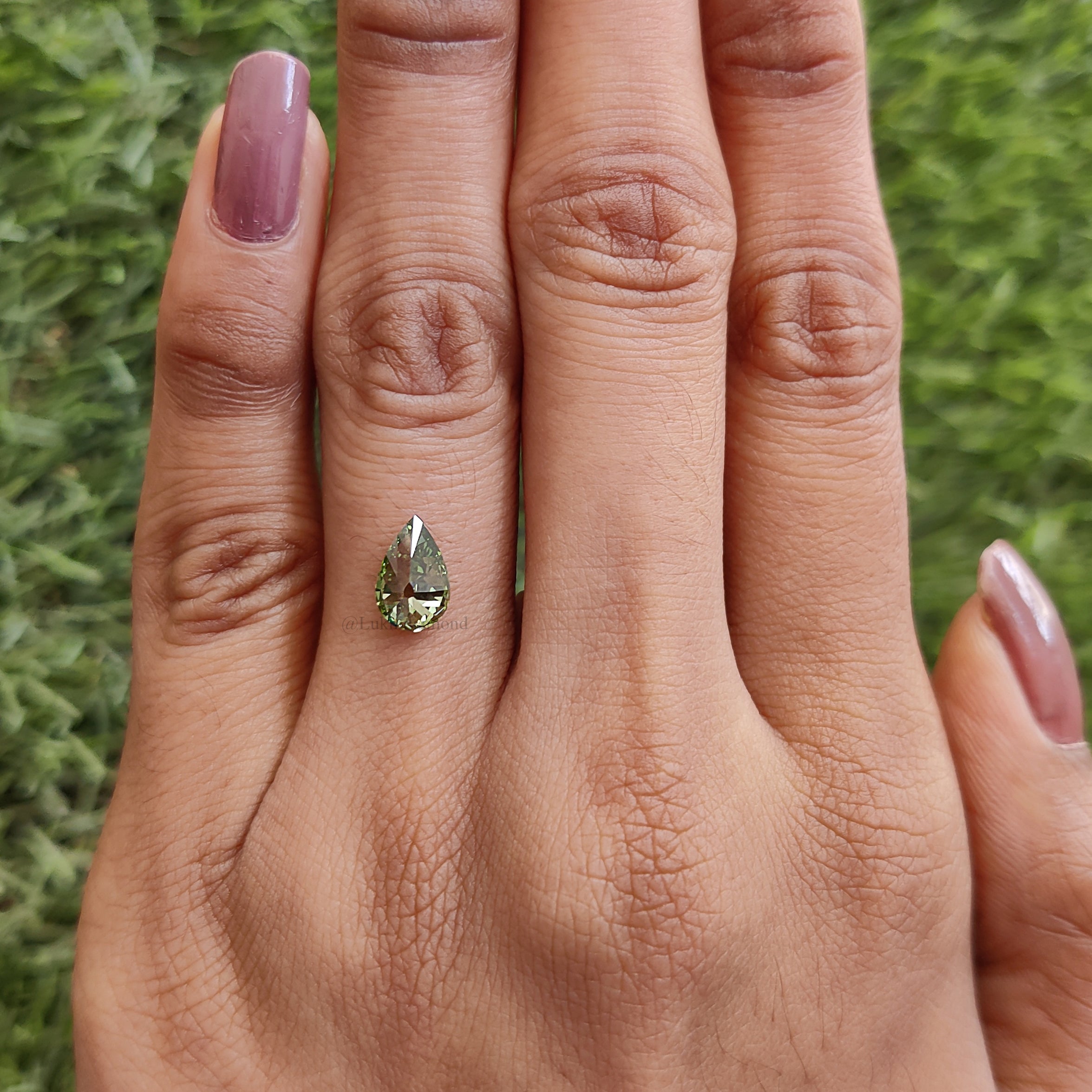 0.97 CT IGI Certified Pear Old European Cut Diamond Fancy Vivid Green Color VS1 Clarity Lab Grown Diamond Lab Created Lab Diamond L3662