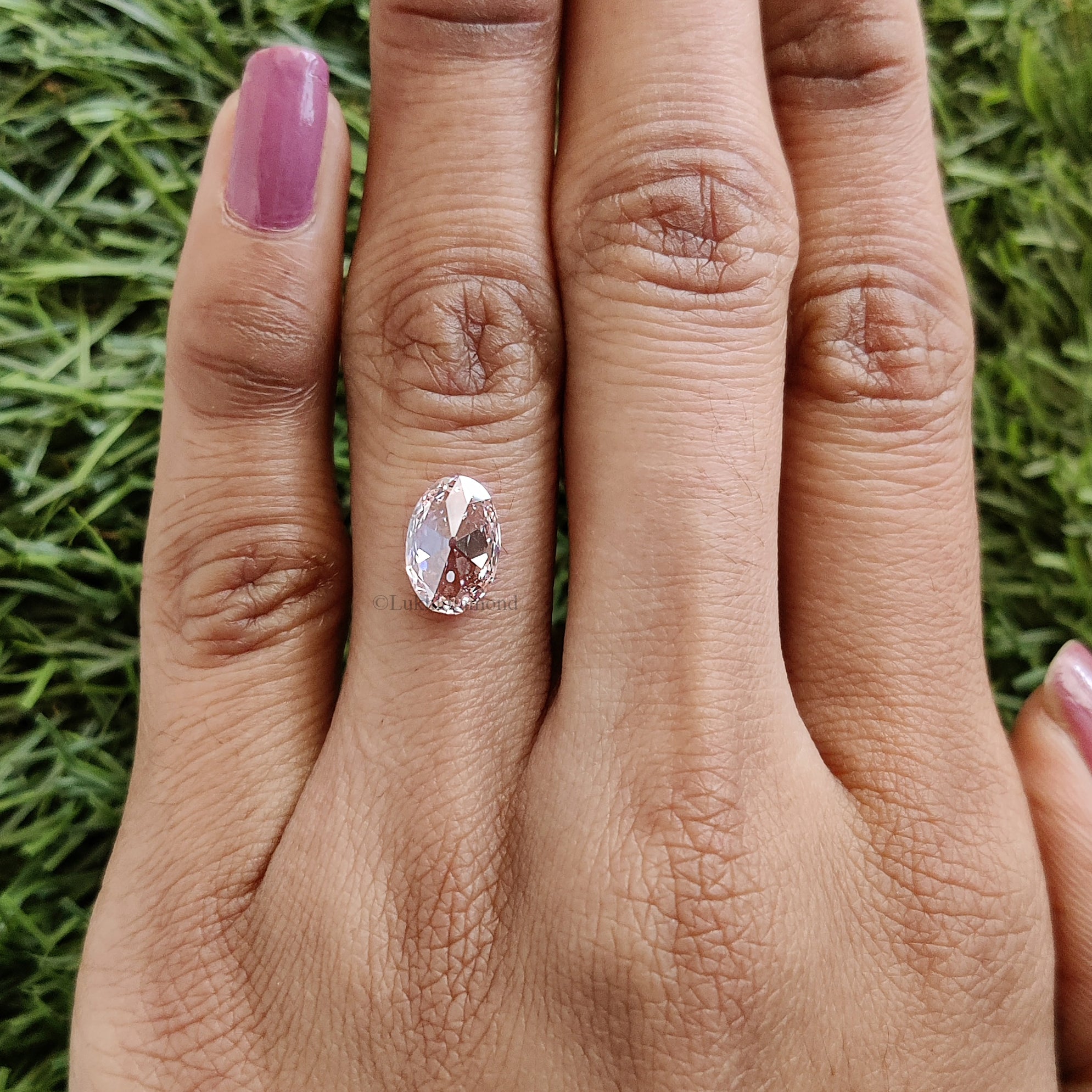 1.57 CT IGI Certified Oval Old European Cut Diamond Fancy Vivid Pink Color VS1 Clarity Diamond Lab Grown Diamond Lab Created Diamond L3575