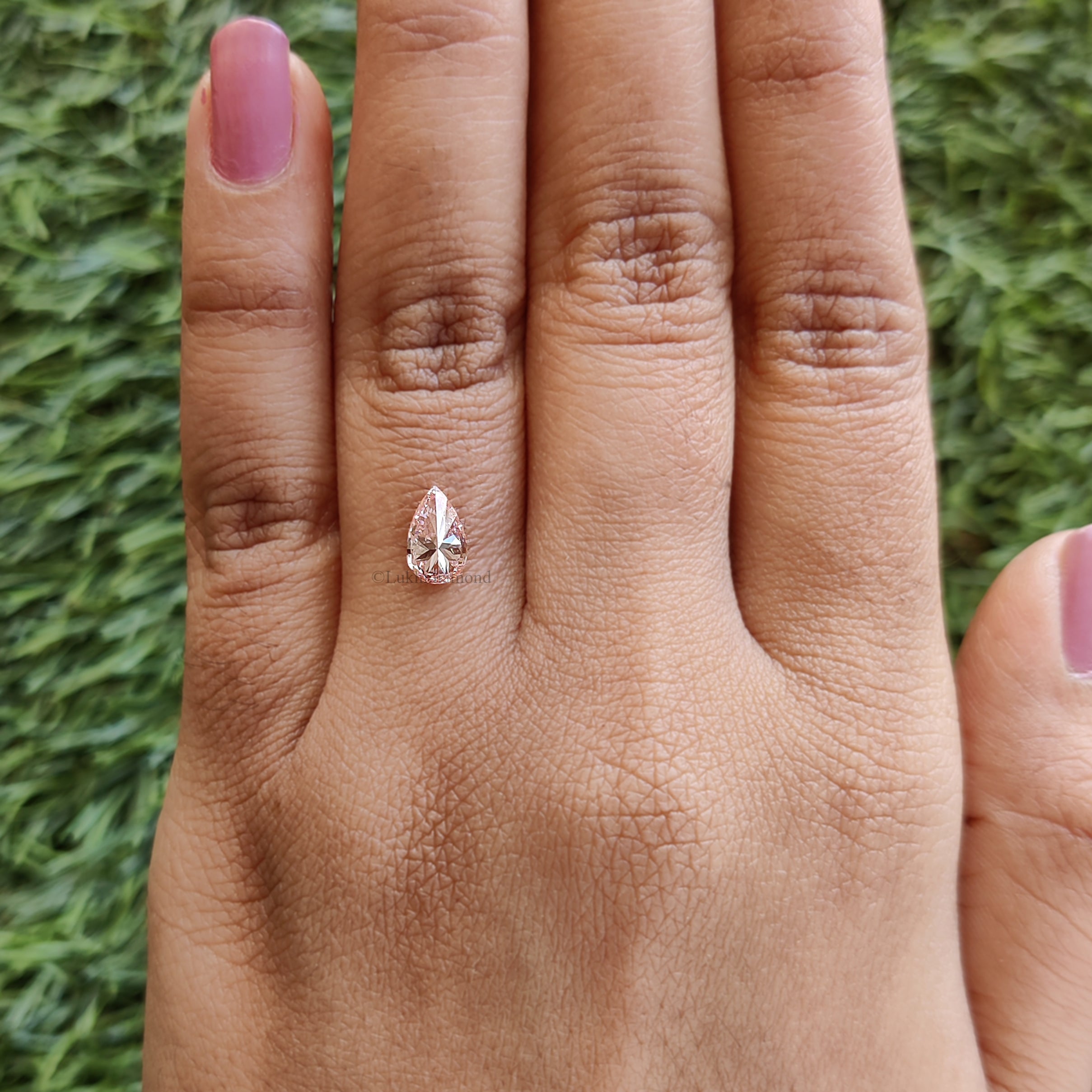 0.61 CT IGI Certified Pear Brilliant Cut Diamond Fancy Vivid Pink Color VS1 Clarity Lab Grown Diamond Lab Created Pear CVD Diamond L3493