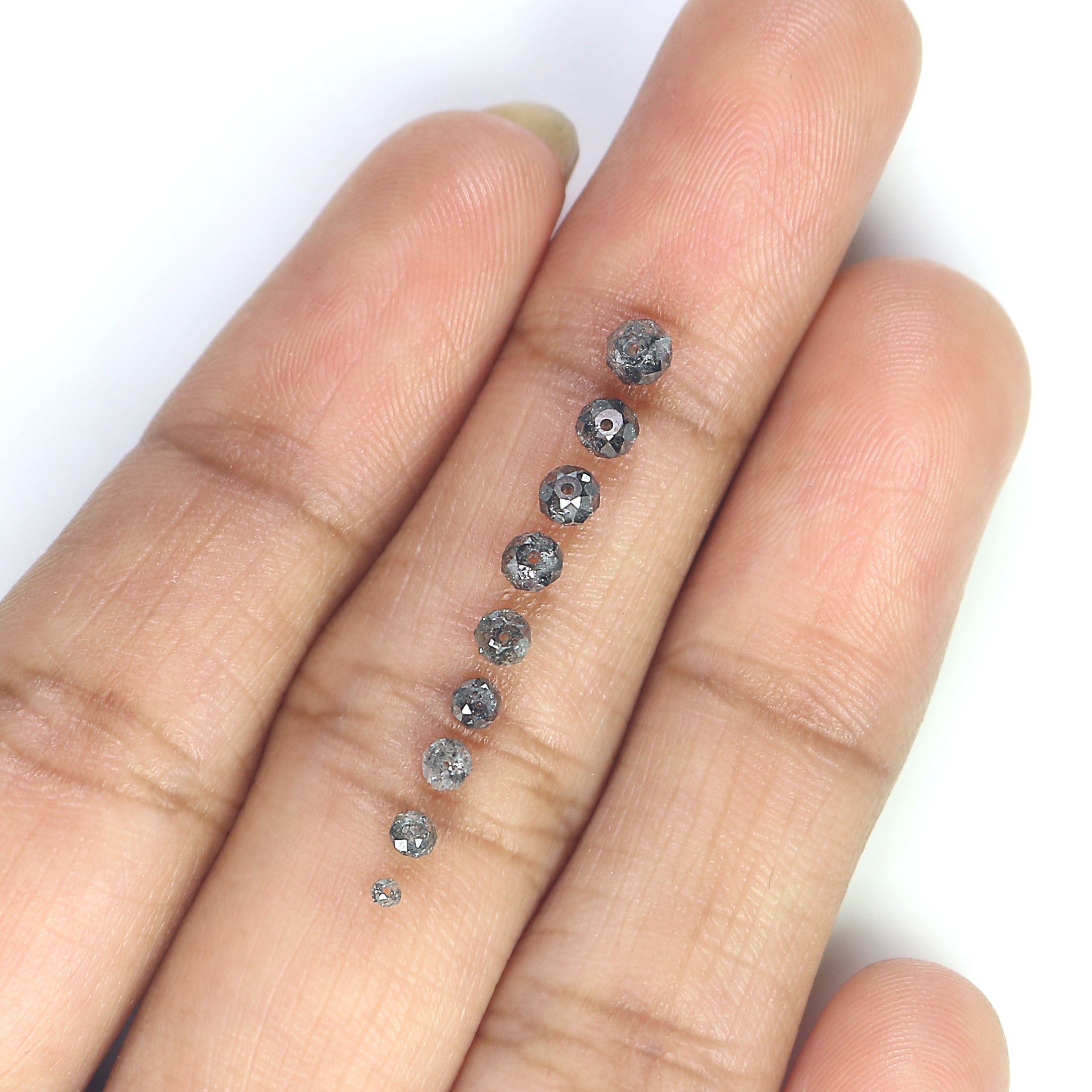 1.00 Ct scoop Natural Loose Bead Shape Diamond Salt And Pepper Bead Cut Diamond 1.50 to 3.10 MM Natural Black Grey Color Bead Diamond Q53