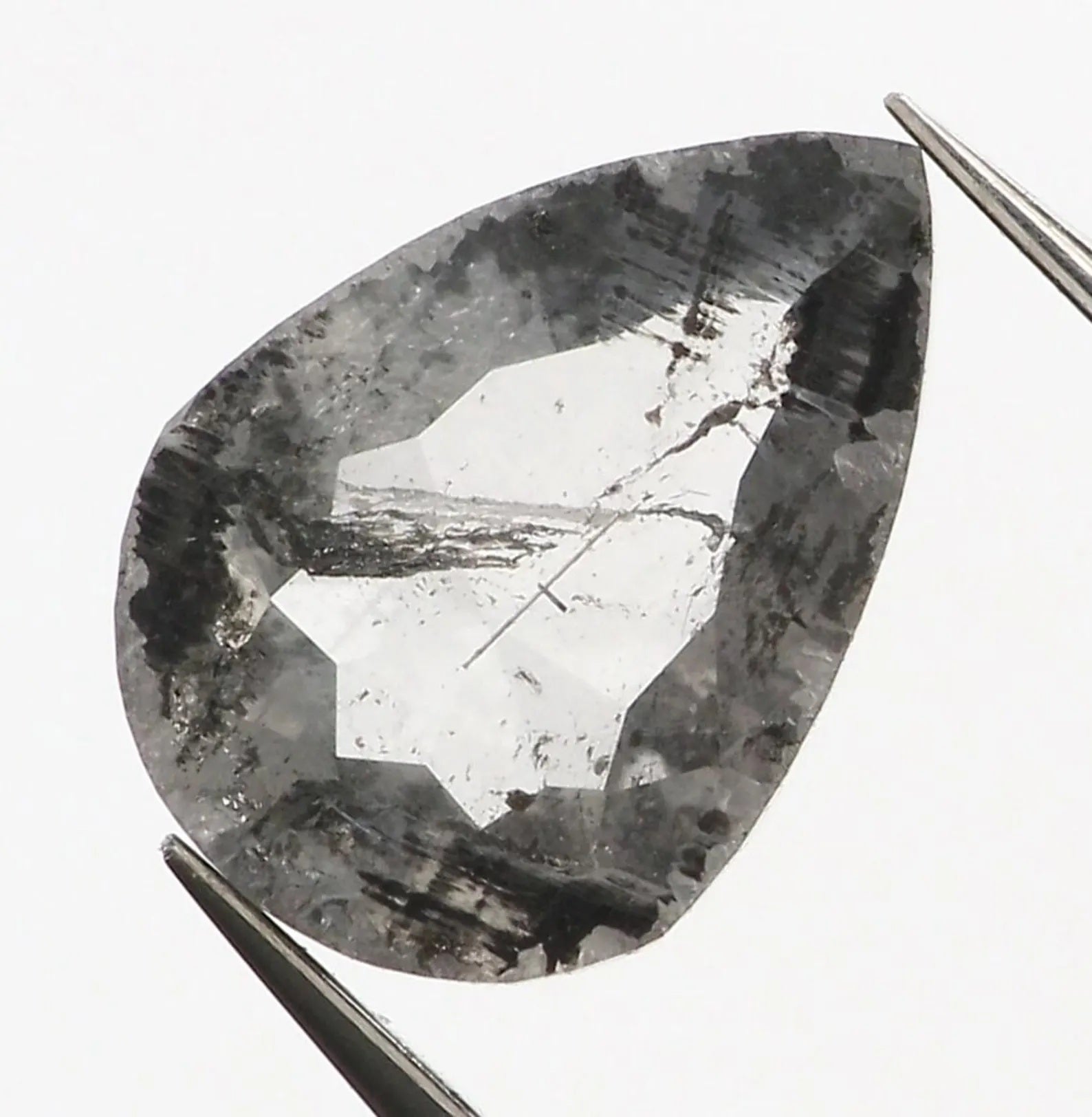 0.49 Ct Natural Loose Pear Shape Diamond Salt And Pepper Pear Cut Diamond 6.50 MM Natural Loose Black Grey Color Pear Rose Cut Diamond NQ365