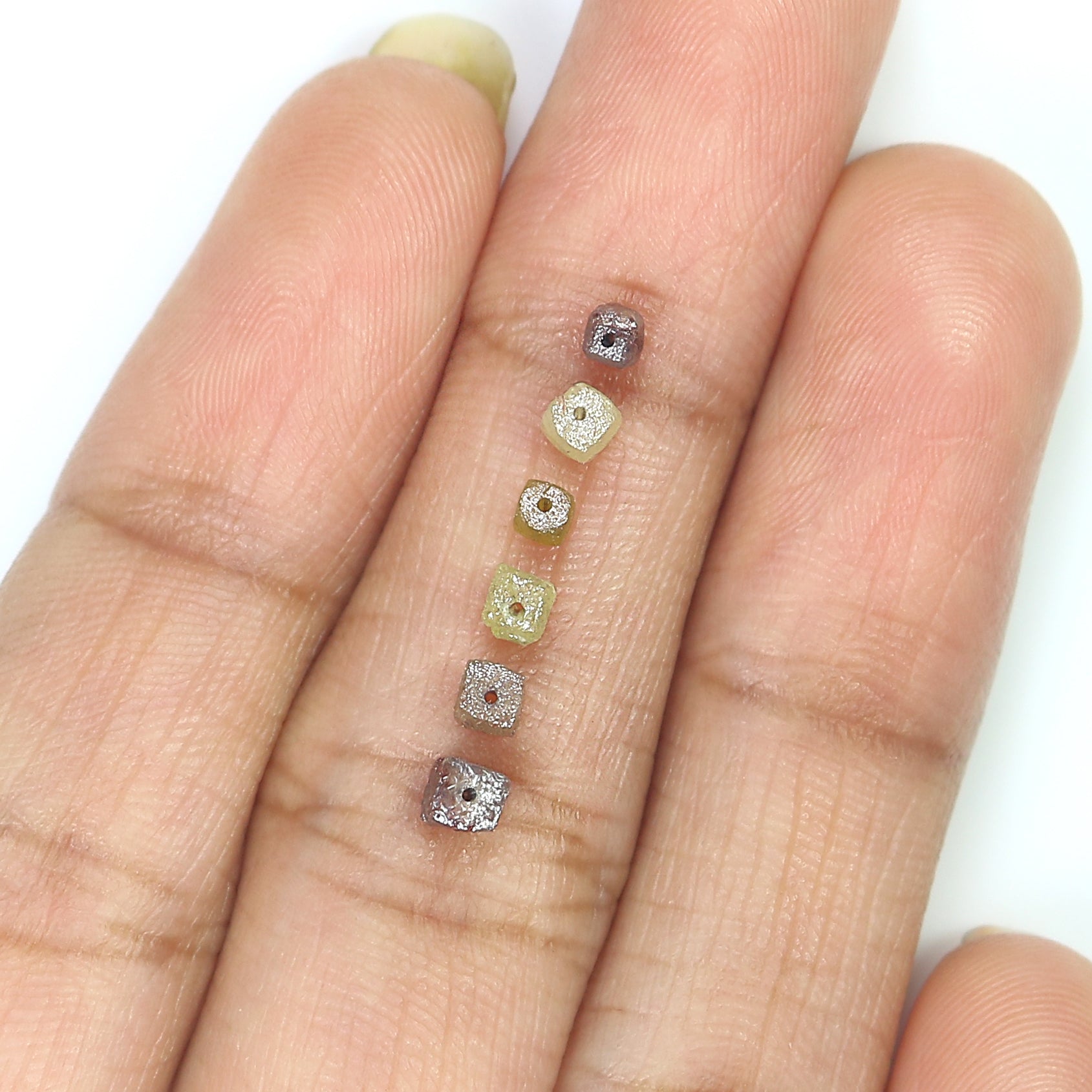 Natural Loose Rough Cube Diamond Mix Color Bead Cut Diamond 2.00 To 3.00 MM 1.00 Ct Lot Uncut Drilled Bead Rough Irregular Cut Diamond Q128