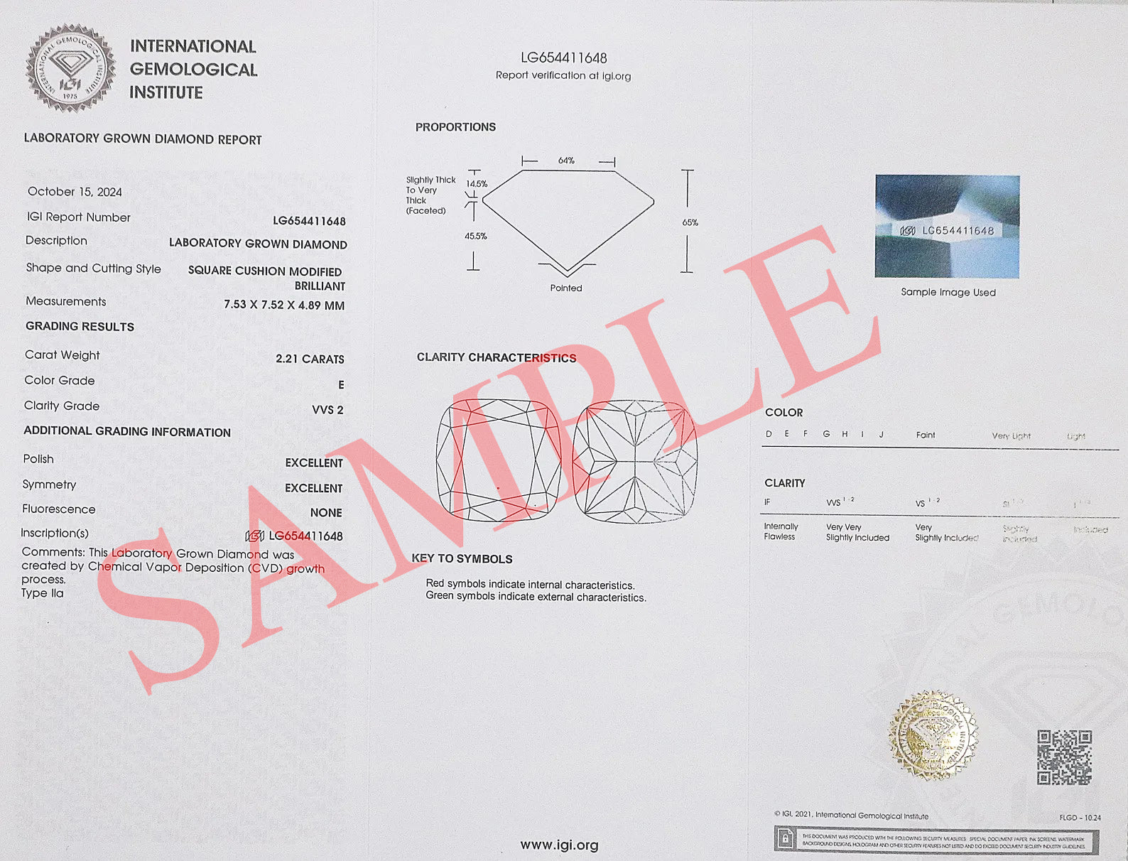 IGI Certified 1 Ct, 1.5 Ct, 2 Ct, 2.5 Ct, 3 Ct Cushion Brilliant Cut E/F Color VS Clarity Lab Grown Diamond Lab Created Loose Diamond Q16