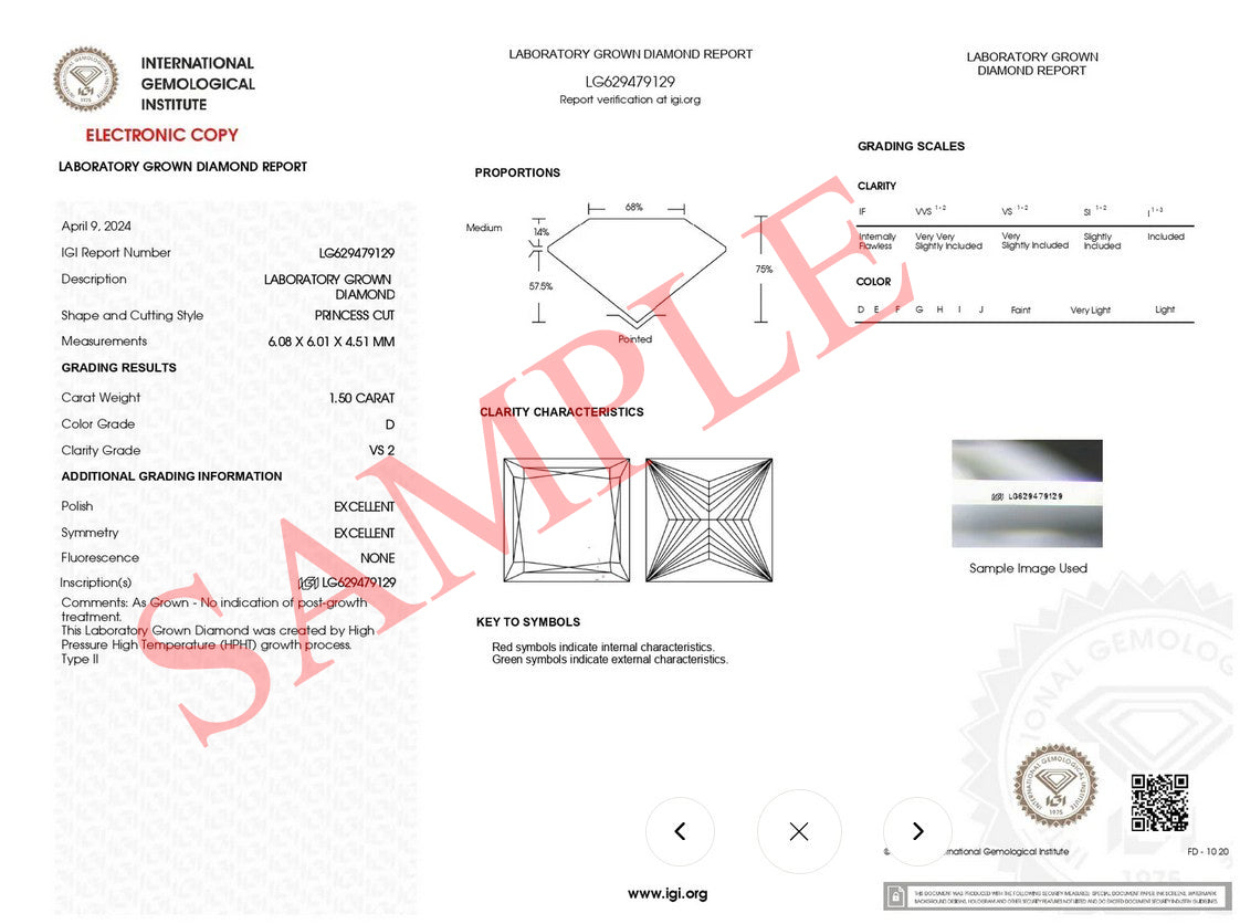 IGI Certified 1 Ct, 1.5 Ct, 2 Ct, 2.5 Ct, 3 Ct Princess Brilliant Cut E/F Color VS Clarity Lab Grown Diamond Lab Created Loose Diamond Q159