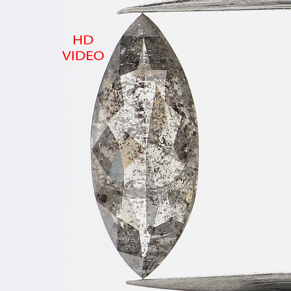 0.73 CT Natural Loose Marquise Shape Diamond Salt And Pepper Marquise Rose Cut Diamond 9.90 MM Black Grey Color Marquise Cut Diamond QL780