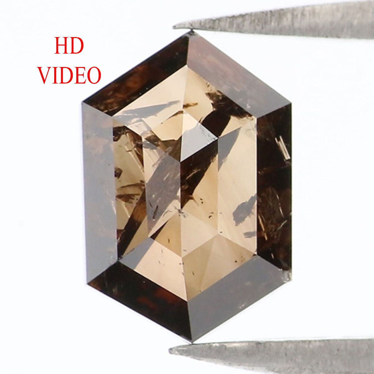 Natural Loose Hexagon Deep Brown Color Diamond 1.08 CT  8.70 MM Hexagon Shape Rose Cut Diamond KR1818