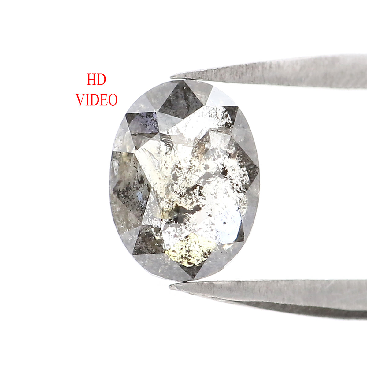 0.78 CT Natural Loose Oval Shape Diamond Salt And Pepper Oval Cut Diamond 7.00 MM Black Grey Color Oval Shape Rose Cut Diamond QL2092