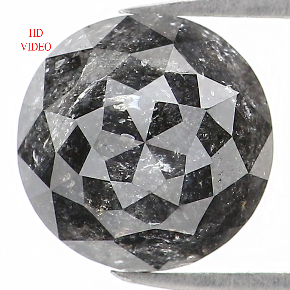 Natural Loose Round Rose Cut Salt And Pepper Diamond Black Grey Color 1.21 CT 6.80 MM Rose Cut Shape Diamond L1164