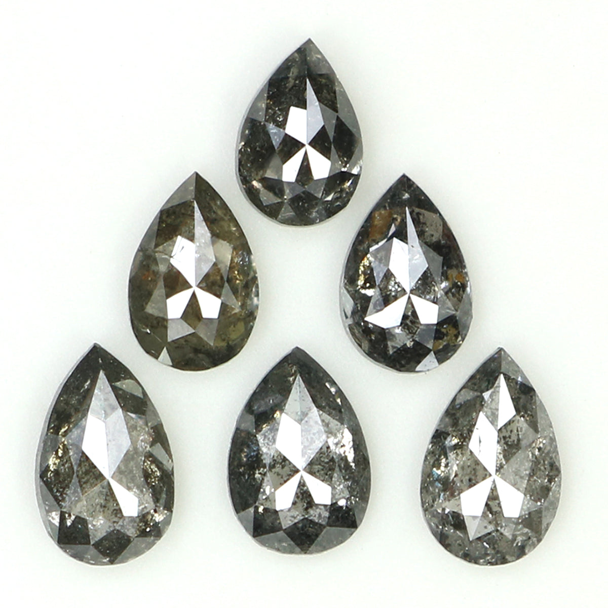 0.82 CT Natural Loose Pear Shape Diamond Salt And Pepper Pear Cut Diamond 3.90 MM Natural Black Grey Color Pear Rose Cut Diamond QLB1311