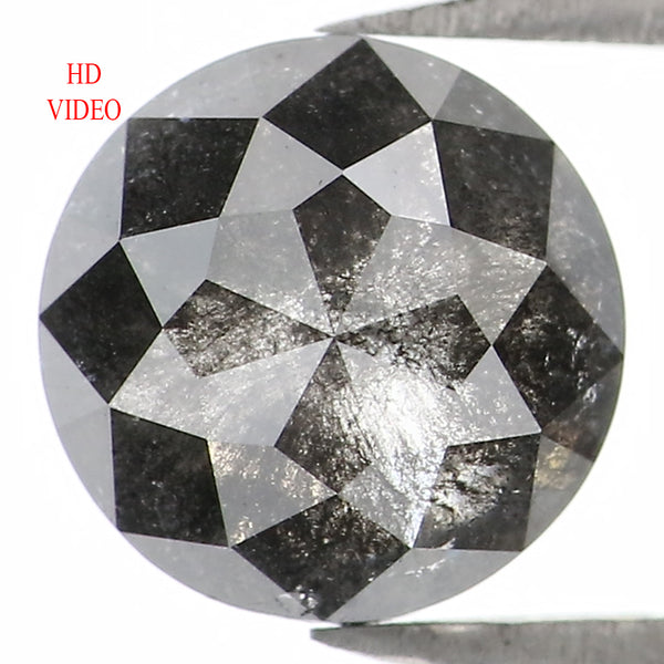 1.86 Ct Natural Loose Round Rose Cut Diamond Black Grey Color Rose Cut Diamond 7.50 MM Natural Loose Salt And Pepper Rose Cut Diamond QL1303