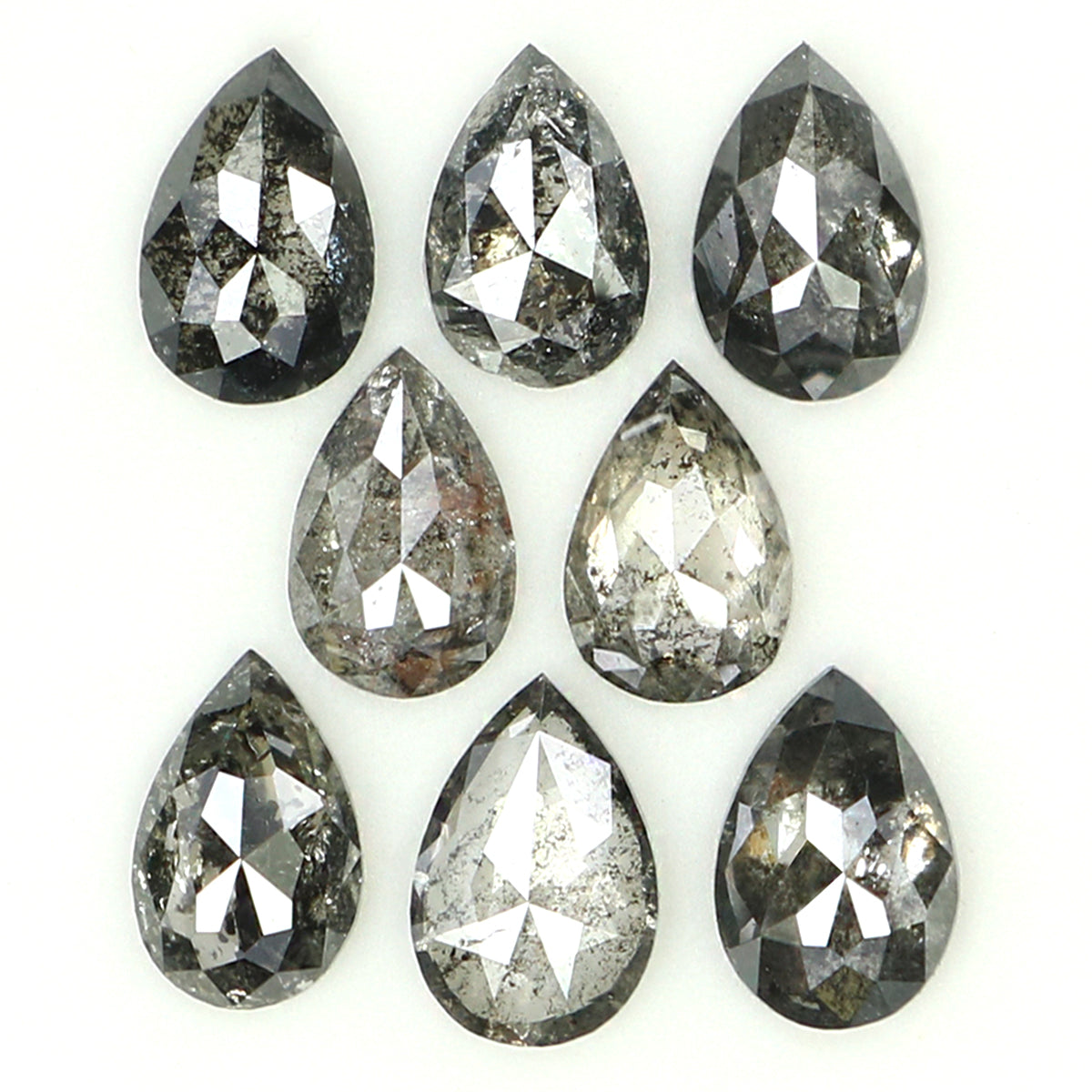 1.00 CT Natural Loose Pear Shape Diamond Salt And Pepper Pear Cut Diamond 4.00 MM Natural Black Grey Diamond Pear Rose Cut Diamond QL1317