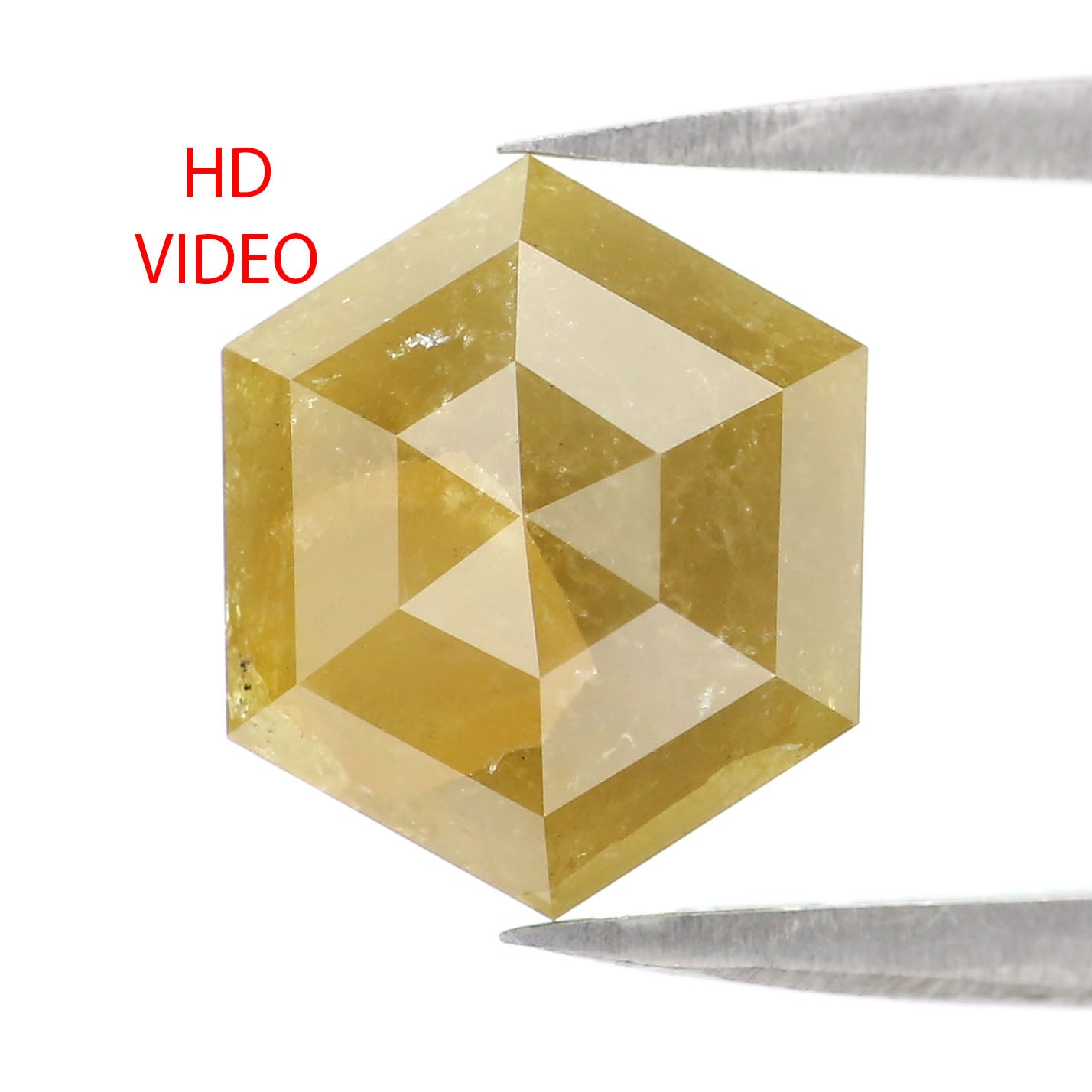 2.96 CT Natural Loose Hexagon Shape Diamond Yellow Color Hexagon Cut Diamond 9.90 MM Natural Loose Yellow Hexagon Rose Cut Diamond LQ2426