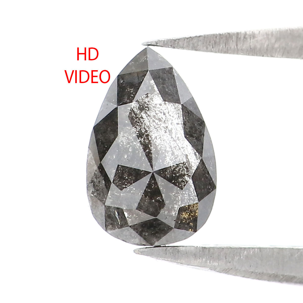 0.66 CT Natural Loose Pear Shape Diamond Salt And Pepper Pear Rose Cut Diamond 6.95 MM Black Grey Color Pear Shape Rose Cut Diamond LQ2439