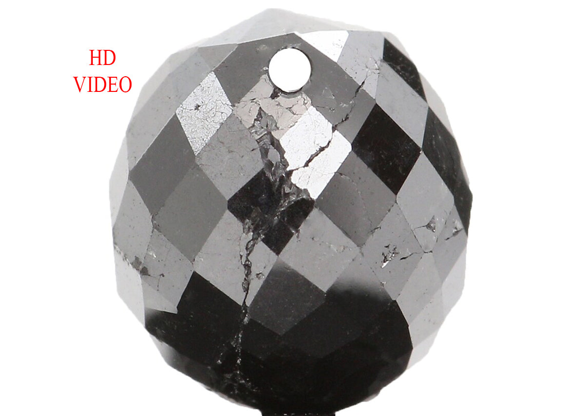 2.99 Ct Natural Loose Briolette Shape Diamond Black Color Drop Diamond 7.50 MM Natural Loose Black Color Briolette Rose Cut Diamond KQ1191