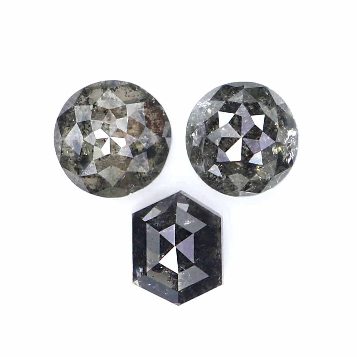 1.03 CT Natural Loose Mix Shape Diamond Salt And Pepper Mix Shape Diamond 4.35 MM Natural Black Grey Color Mix Shape Rose Cut Diamond QK2328