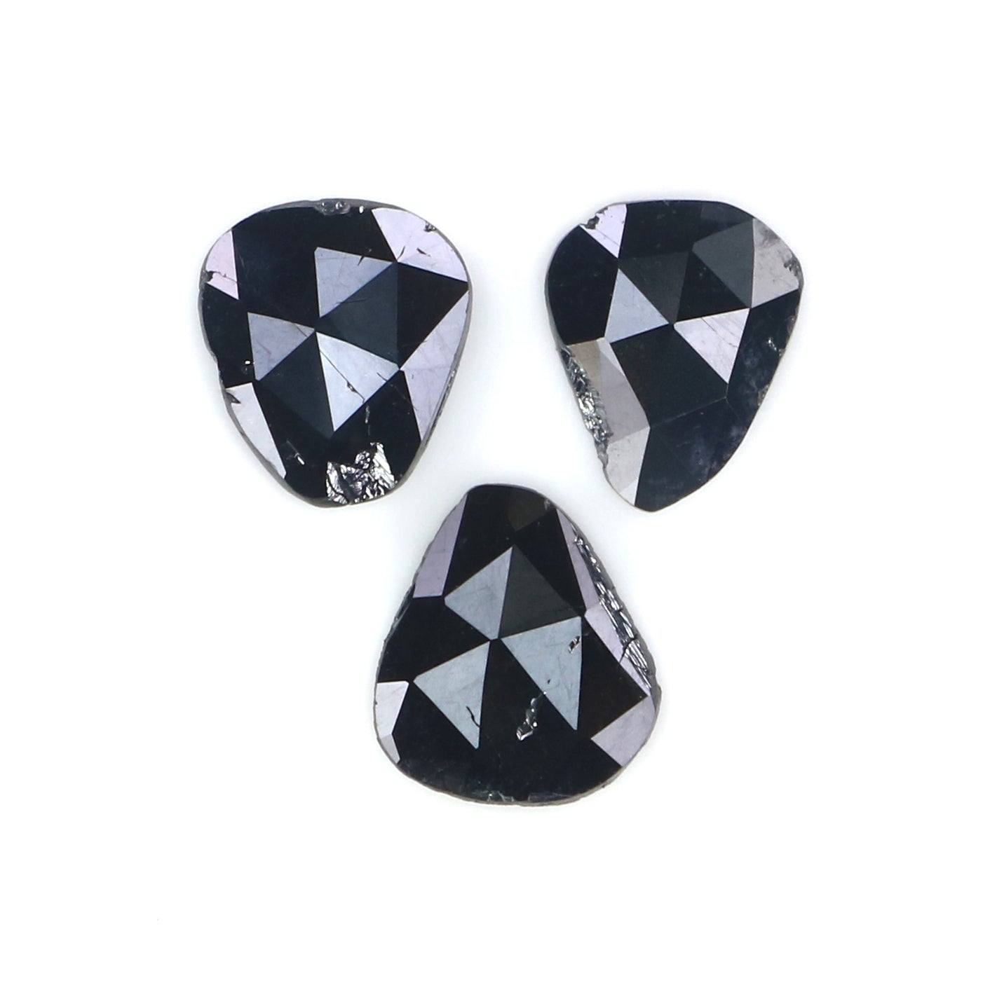 0.97 CT Natural Loose Slice Shape Diamond Black Color Slice Cut Diamond 6.75 MM Natural Loose Black Color Slice Rose Cut Diamond KQ2627