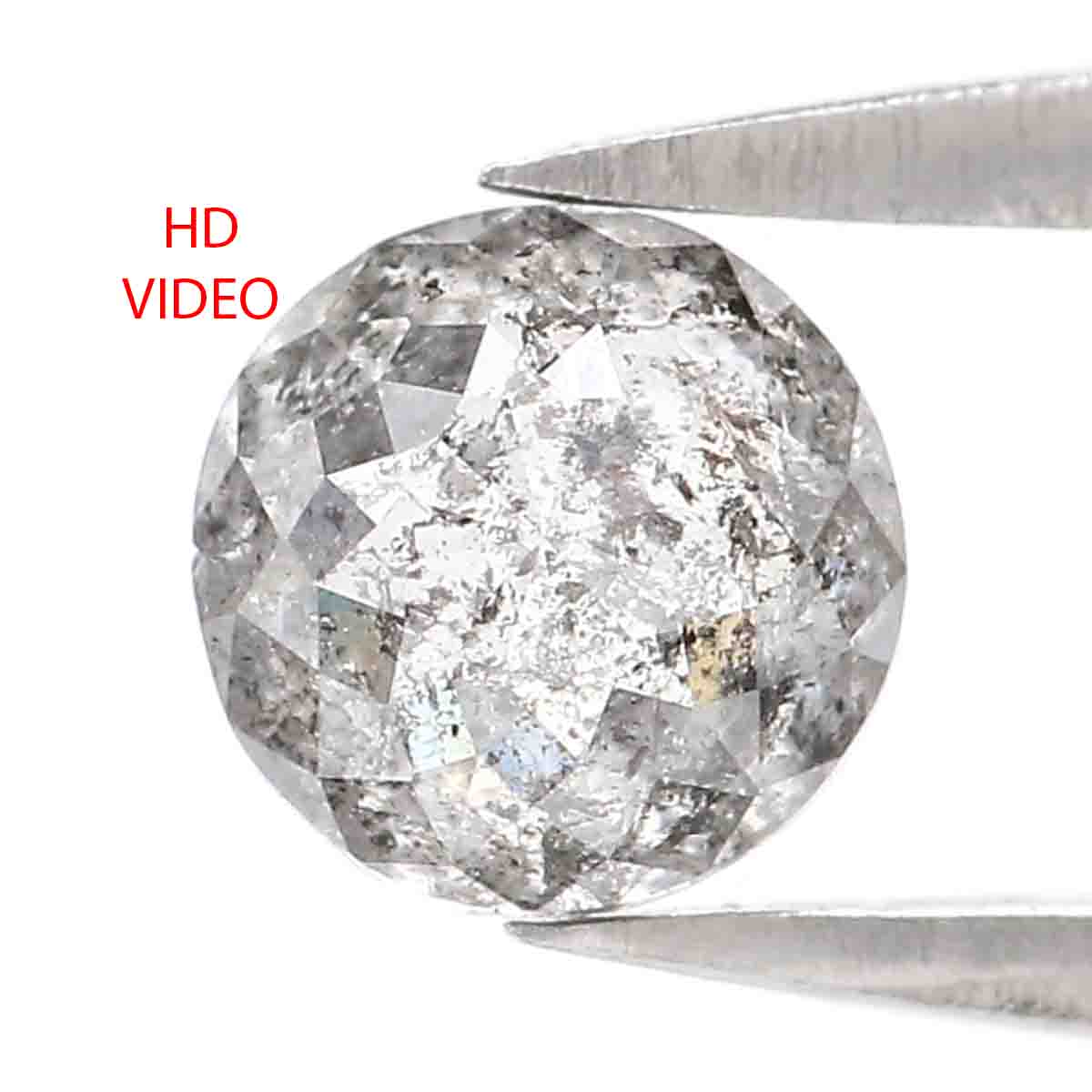Natural Loose Rose Cut Salt And Pepper Black Grey Color Diamond 0.78 CT 5.56 MM Rose Cut Shape Diamond L2394