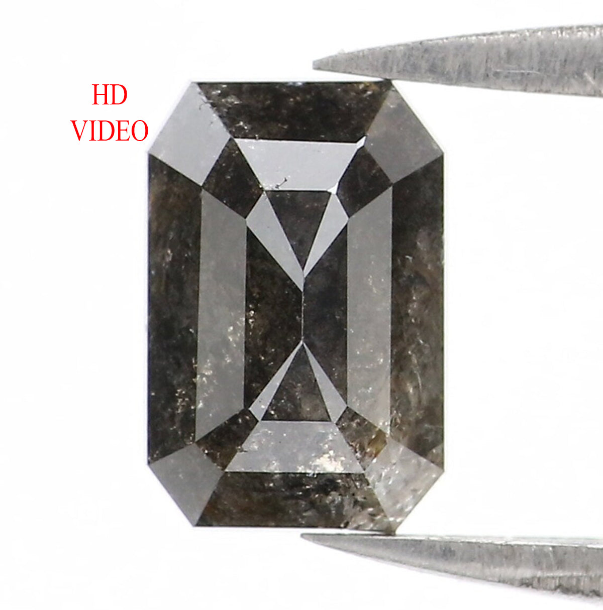 1.24 CT Natural Loose Emerald Shape Diamond Salt And Pepper Emerald Cut Diamond 7.20 MM Natural Black Grey Emerald Rose Cut Diamond LQ1332