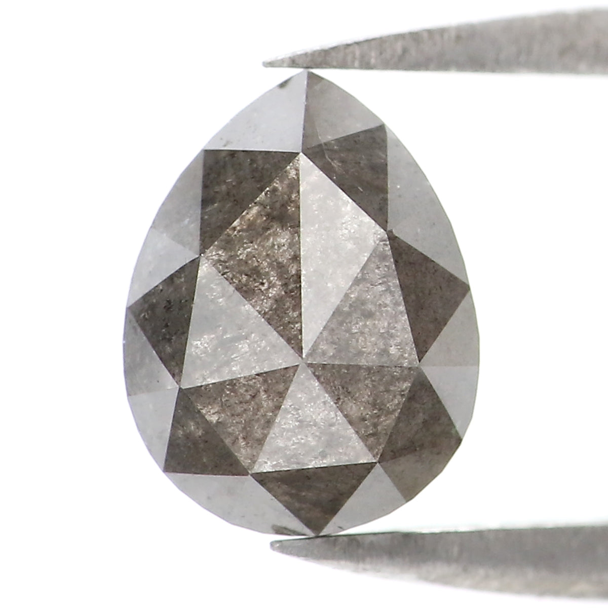 1.53 CT Natural Loose Pear Shape Diamond Salt And Pepper Pear Rose Cut Diamond 7.90 MM Black Grey Color Pear Shape Rose Cut Diamond QL8270