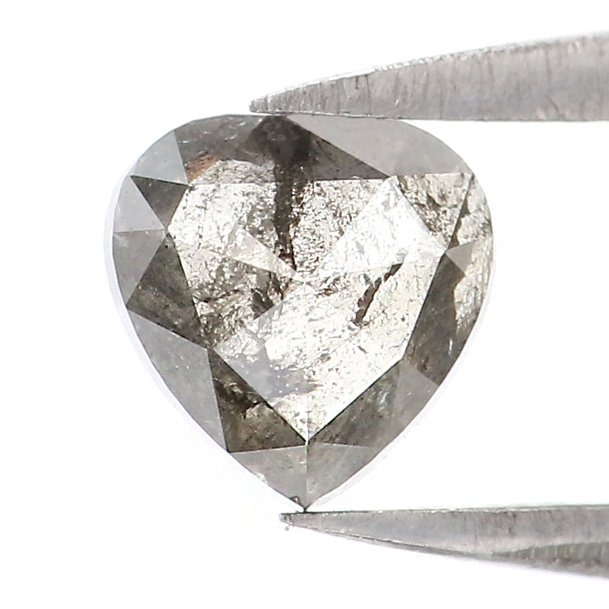 0.66 CT Natural Loose Heart Shape Diamond Salt And Pepper Heart Diamond 5.50 MM Natural Loose Black Grey Color Heart Shape Rose Cut QL8267