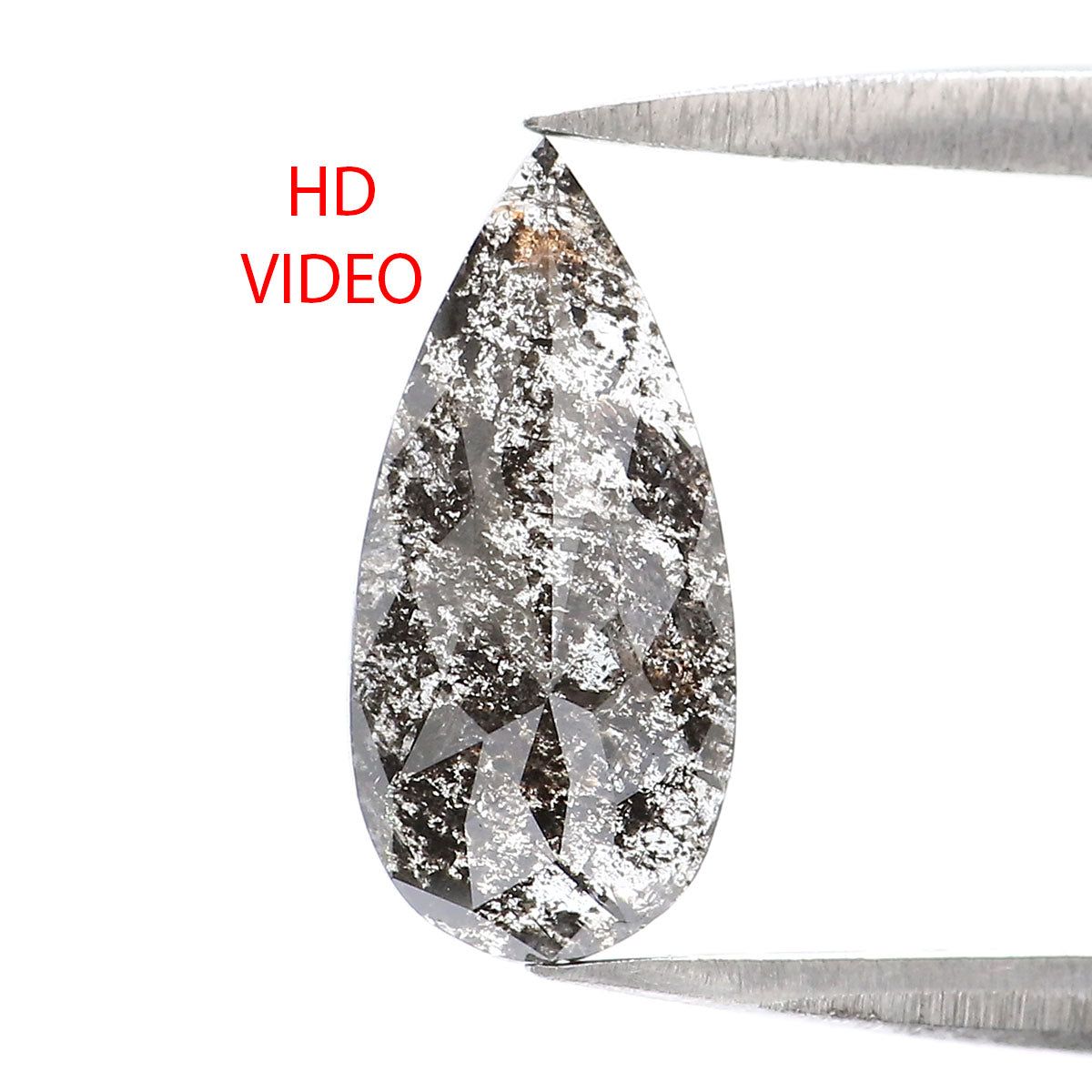 0.88 CT Natural Loose Pear Shape Diamond Salt And Pepper Pear Rose Cut Diamond 10.70 MM Black Grey Color Pear Shape Rose Cut Diamond LQ2316