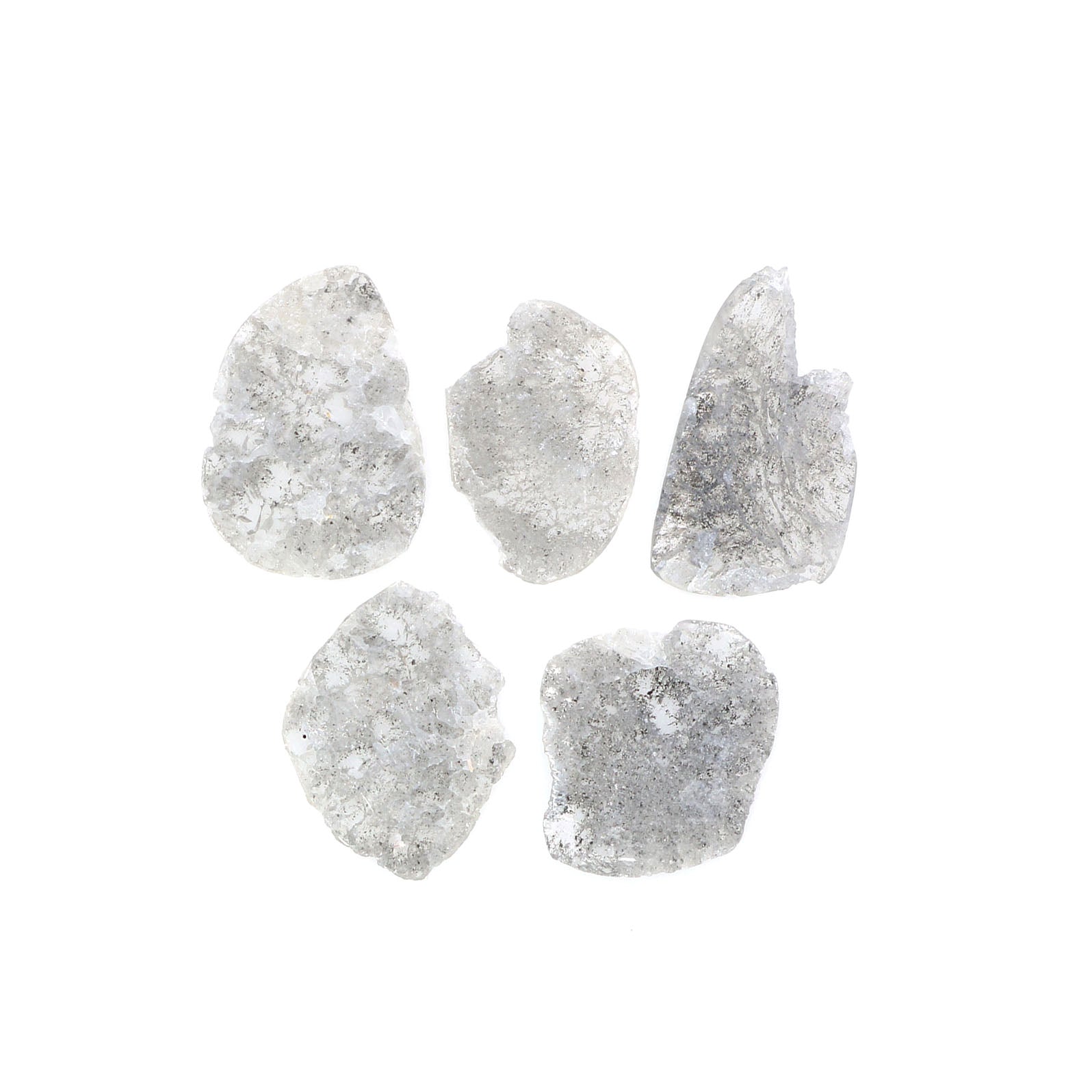 1.55 Ct Natural Loose Slice Shape Diamond Salt And Pepper Slice Cut Diamond 8.60 MM Natural Black Grey Color Irregular Cut Diamond LQ5160