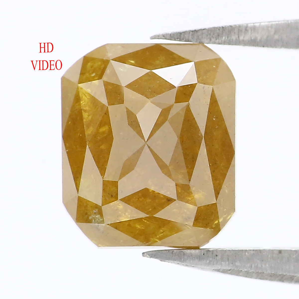 2.01 CT Natural Loose Emerald Shape Diamond Yellow Color Emerald Cut Diamond 7.75 MM Natural Yellow Color Emerald Rose Cut Diamond LQ9423