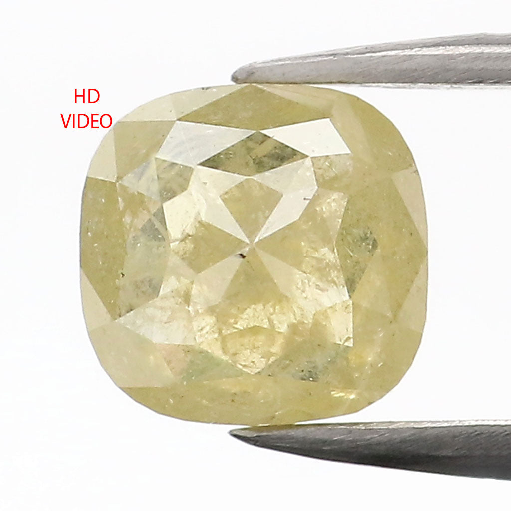 0.81 CT Natural Loose Cushion Shape Diamond Yellow Color Cushion Cut Diamond 5.65 MM Natural Yellow Diamond Cushion Rose Cut Diamond QL9098