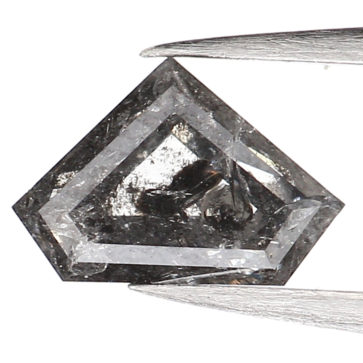 0.51 CT Natural Loose Shield Diamond Black Grey Color Diamond 4.40 MM Natural Loose Diamond Salt And Pepper Shield Rose Cut Diamond QL079